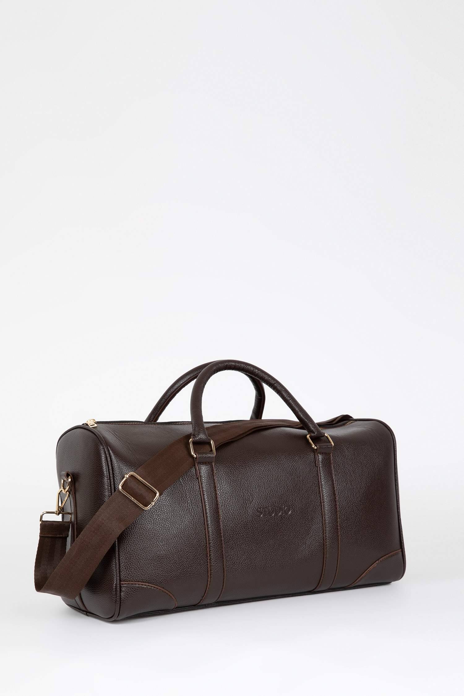 Brown MEN Faux Leather Sports And Travel Bag 2899210