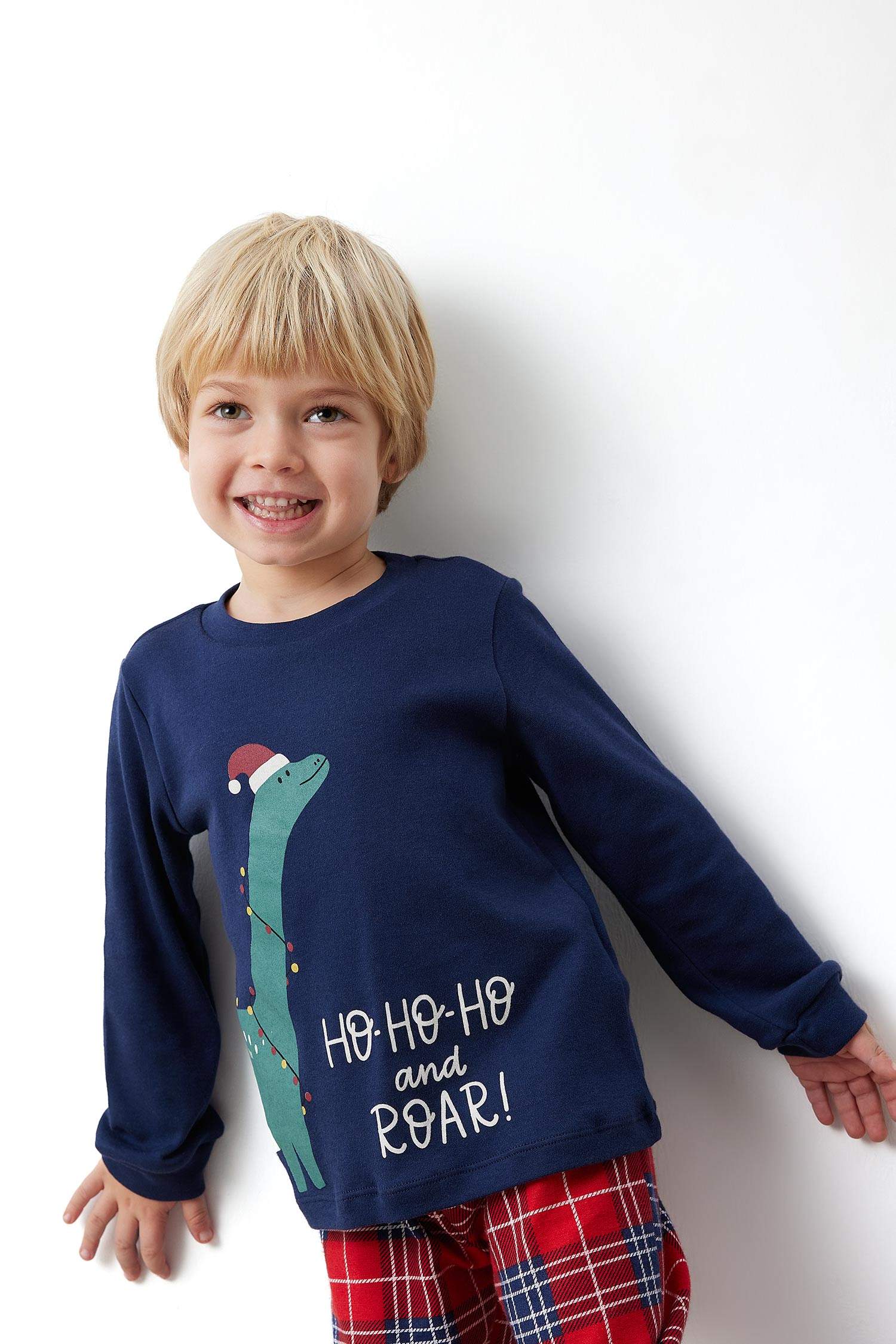 Erkek Bebek Yılbaşı Temalı Uzun Kollu Flanel Pijama Takımı