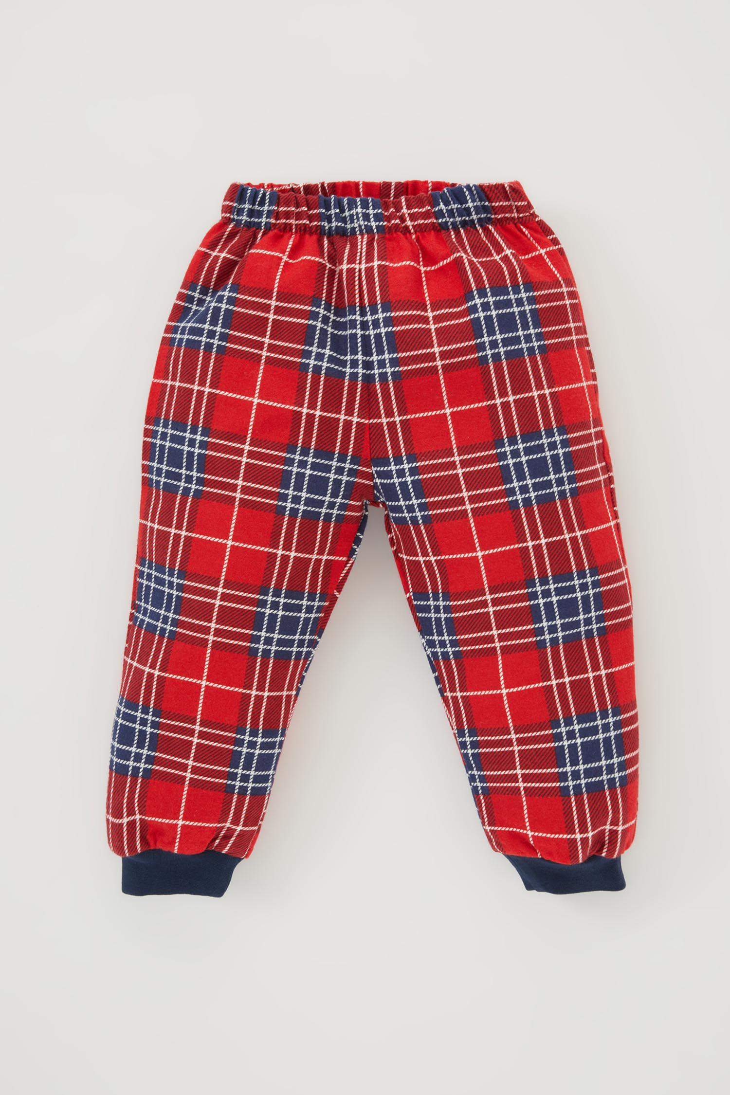 Erkek Bebek Yılbaşı Temalı Uzun Kollu Flanel Pijama Takımı