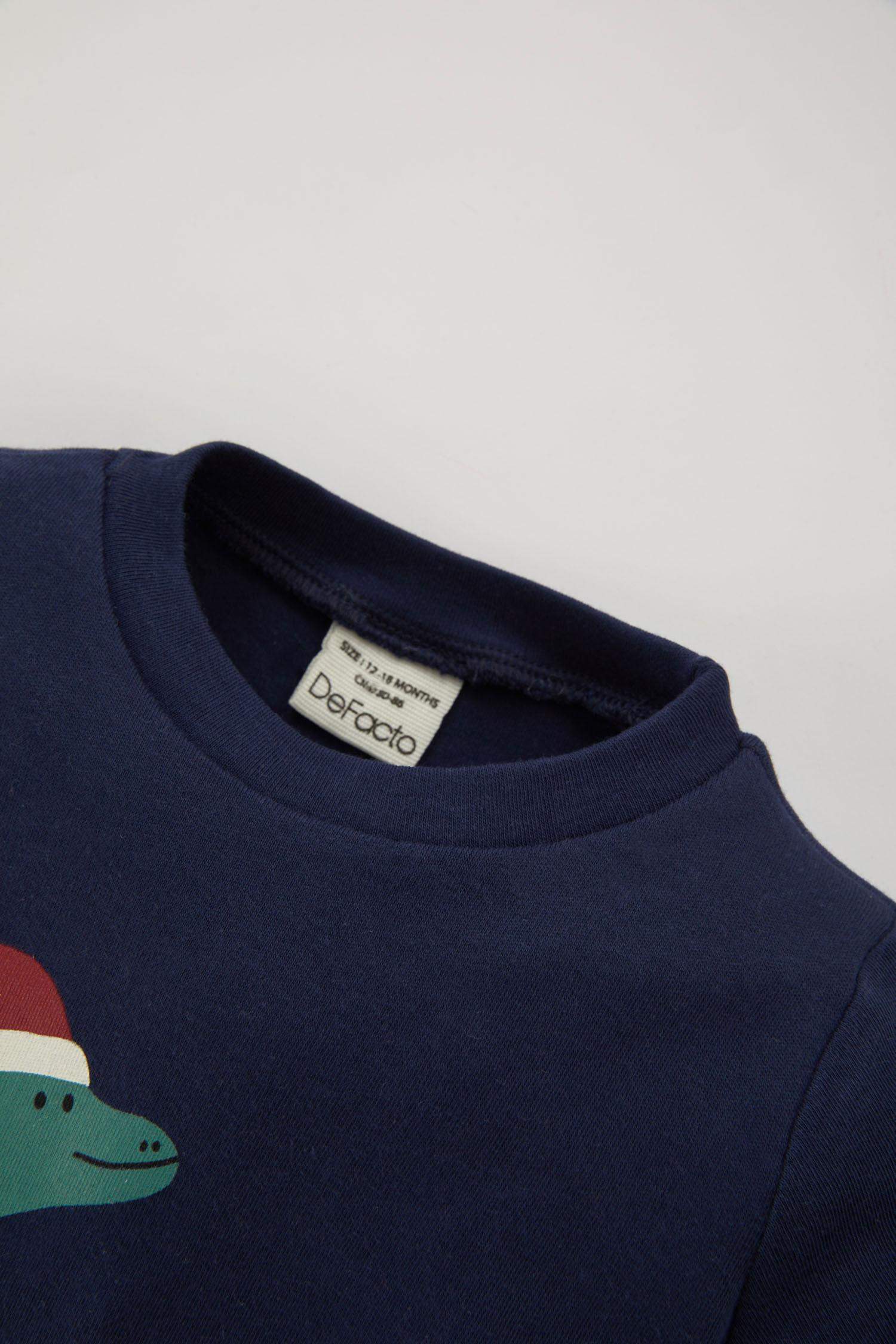 Erkek Bebek Yılbaşı Temalı Uzun Kollu Flanel Pijama Takımı