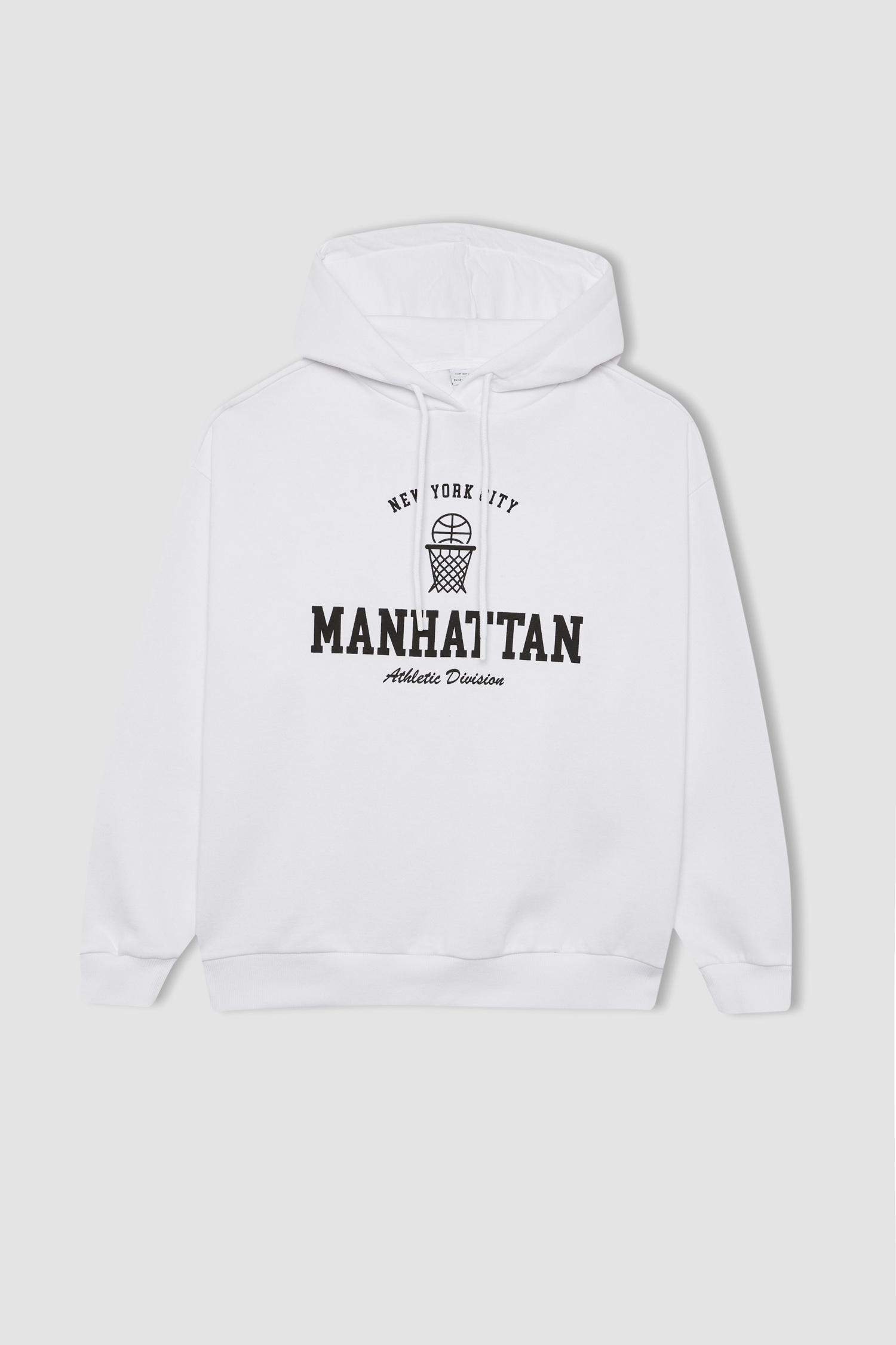 Oversize Fit Slogan Long Sleeve Sweatshirt