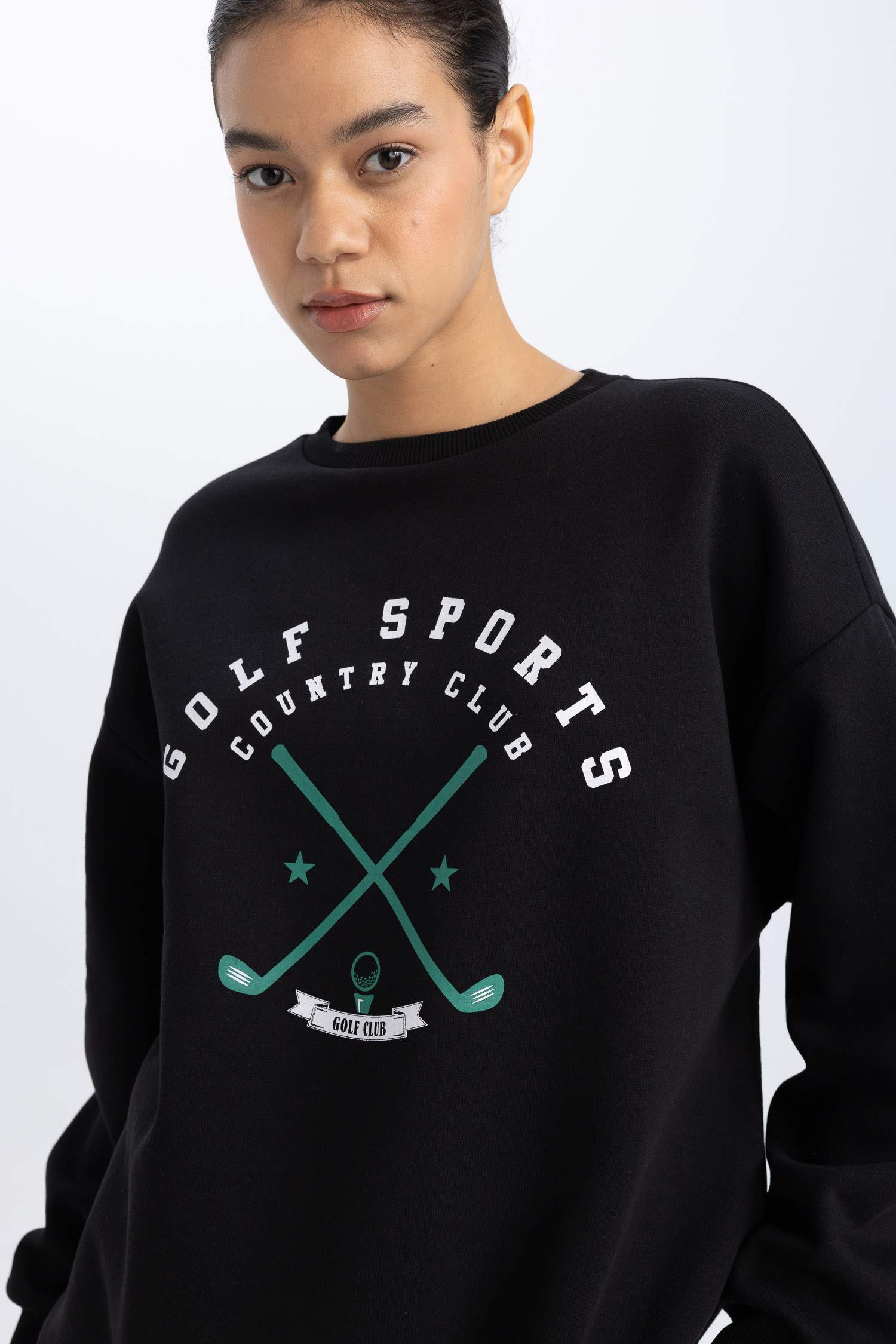 DeFactoFit Oversize Fit Printed Hooded Thick Sweatshirt