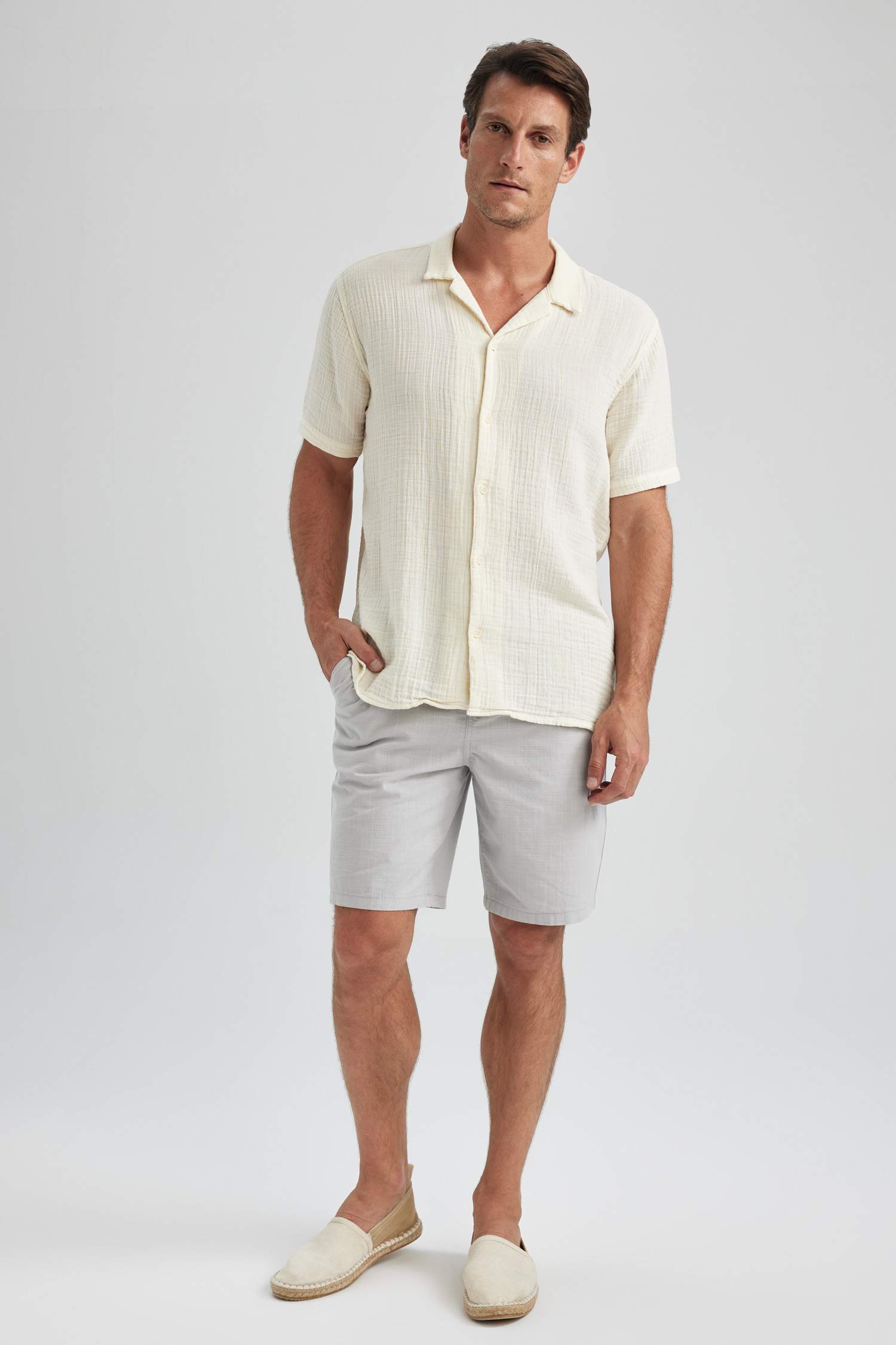 Regular Fit Linen Look Shorts