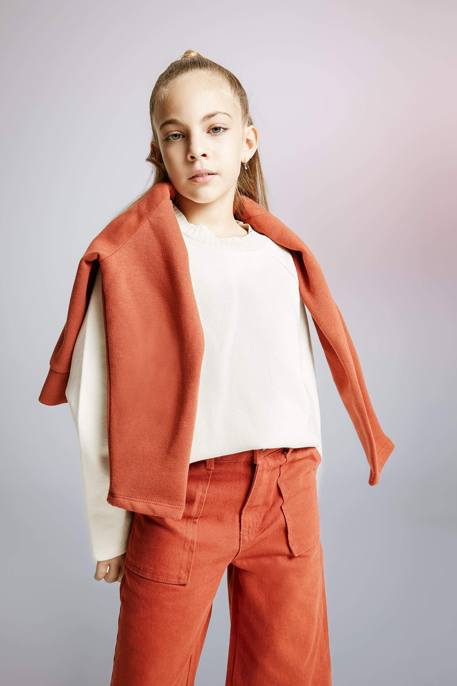 Girl Oversize Fit Crew Neck Soft Furry Sweatshirt