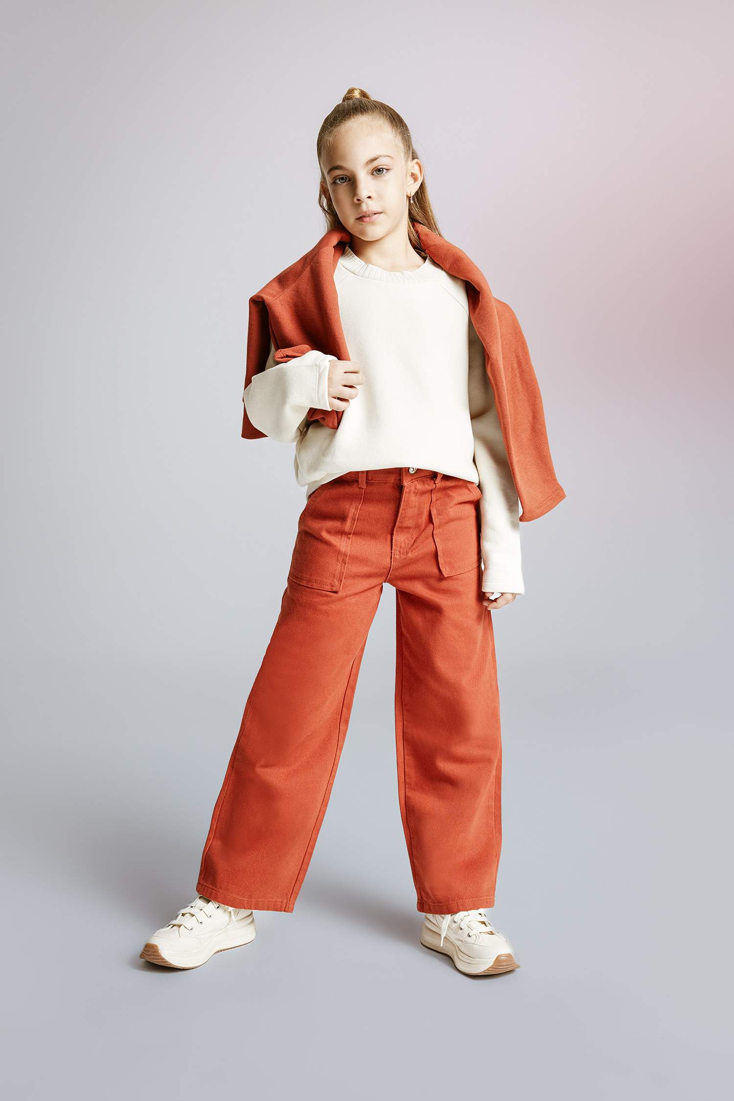 Girl Oversize Fit Crew Neck Soft Furry Sweatshirt