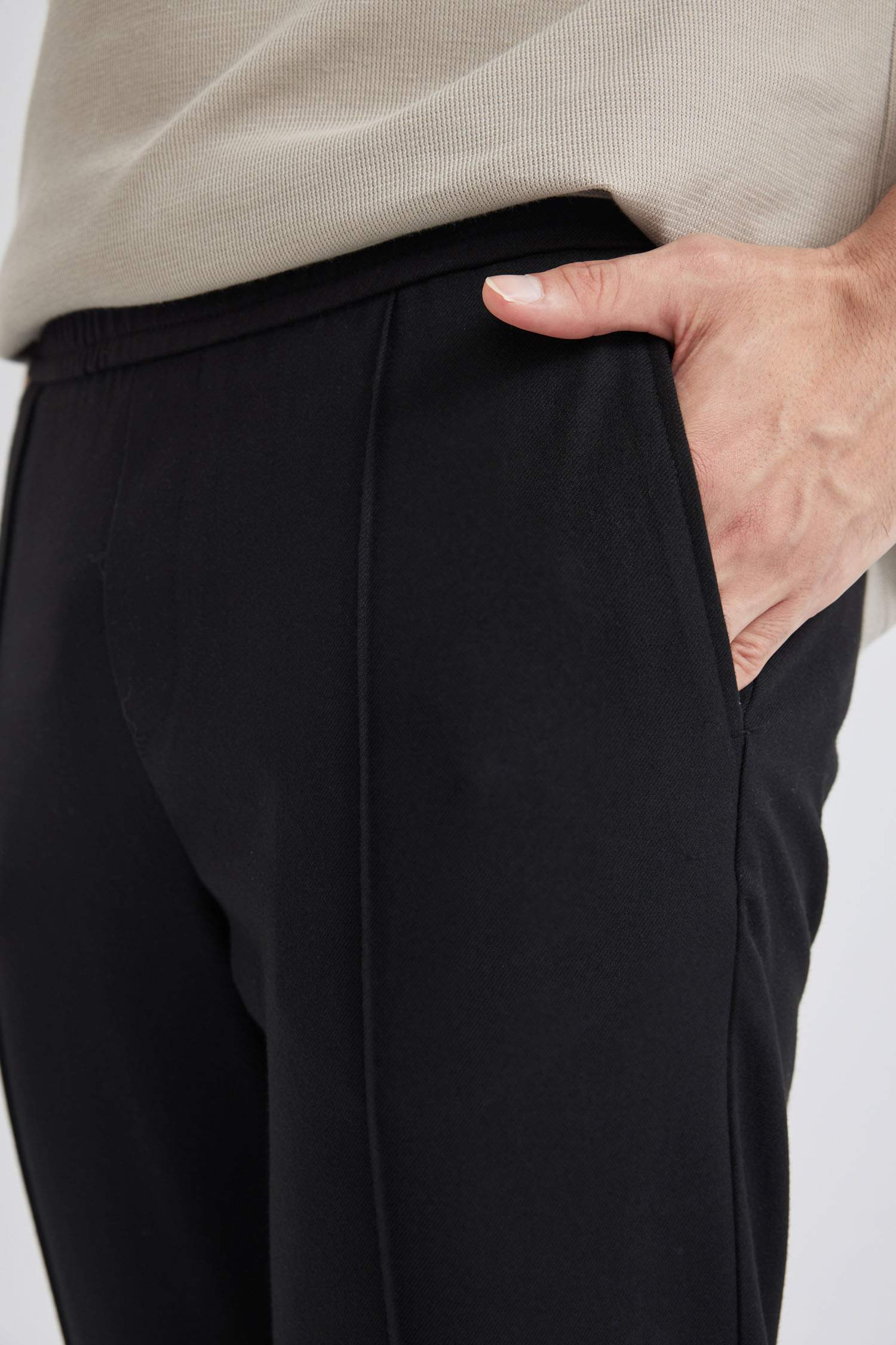 Crop Pantolon Yün Görünümlü Düz Paça