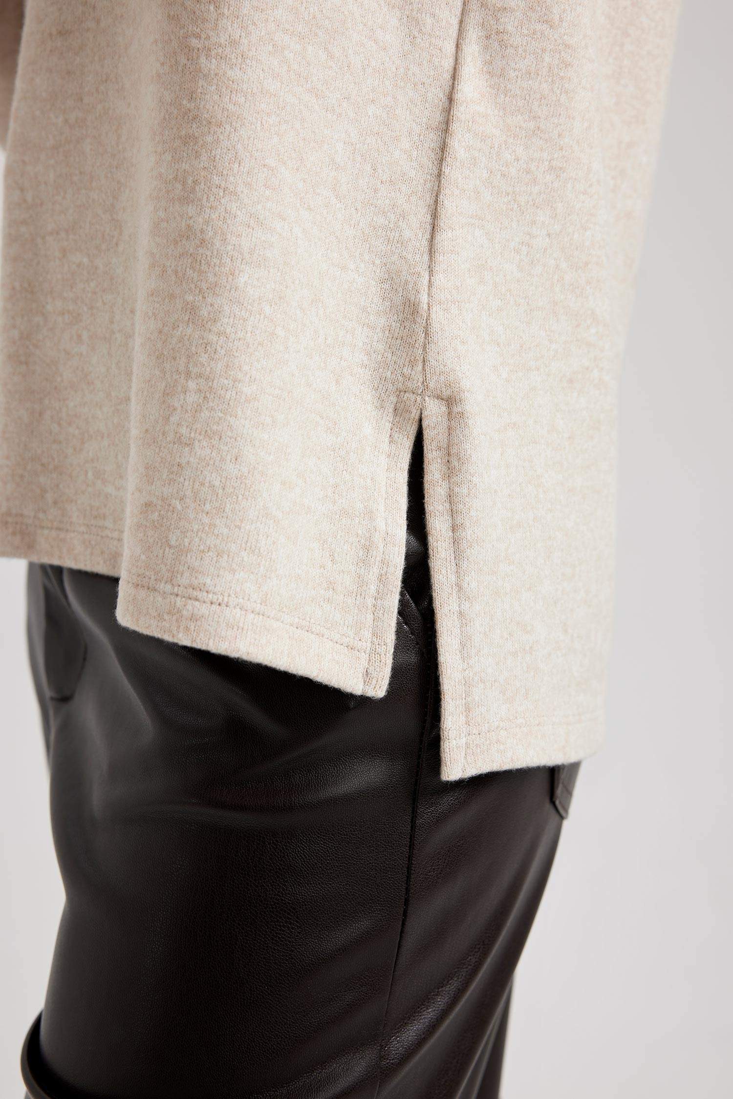 T-Shirt Coupe Relaxant Col Rond à Manches Longues