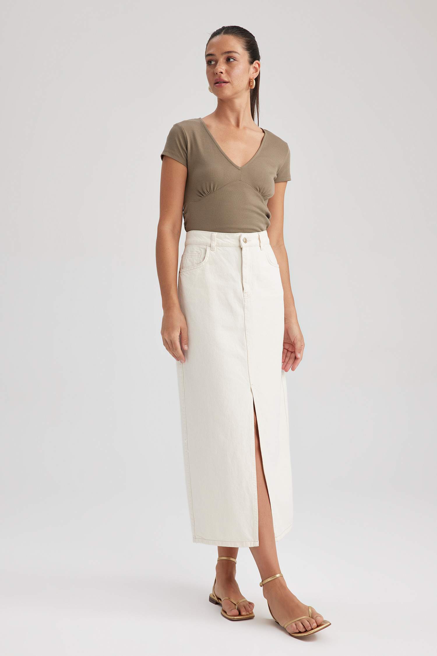 Slim Fit V-Neck Camisole Short Sleeve T-Shirt