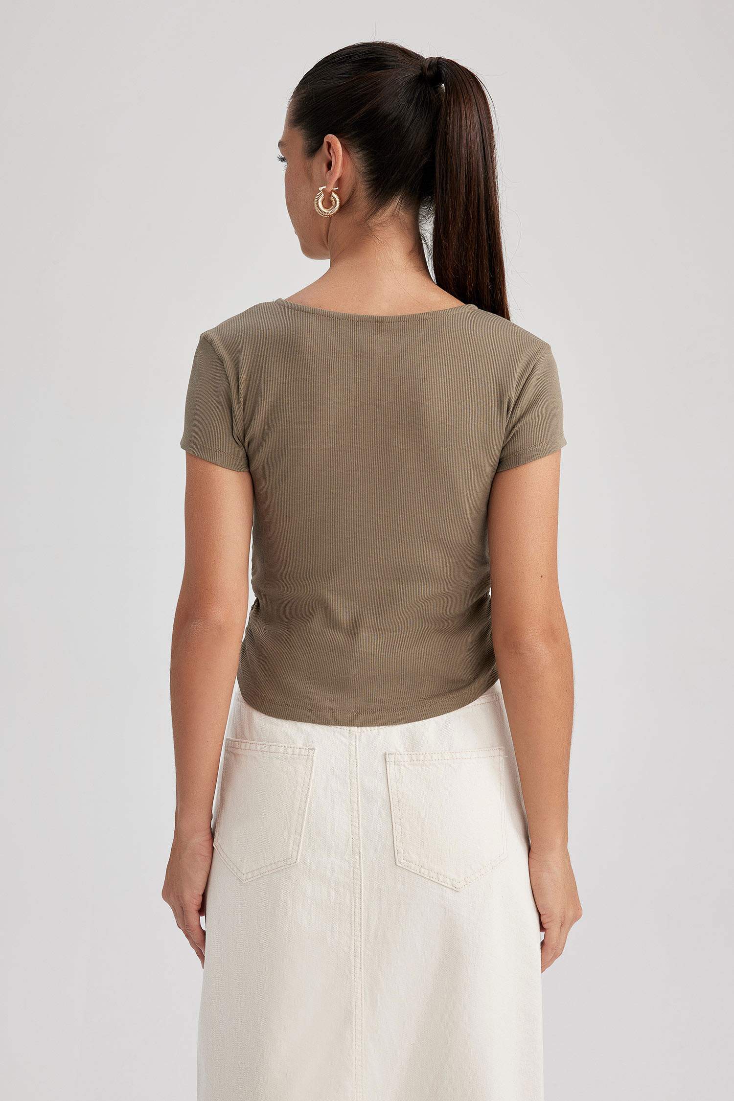 Slim Fit V-Neck Camisole Short Sleeve T-Shirt