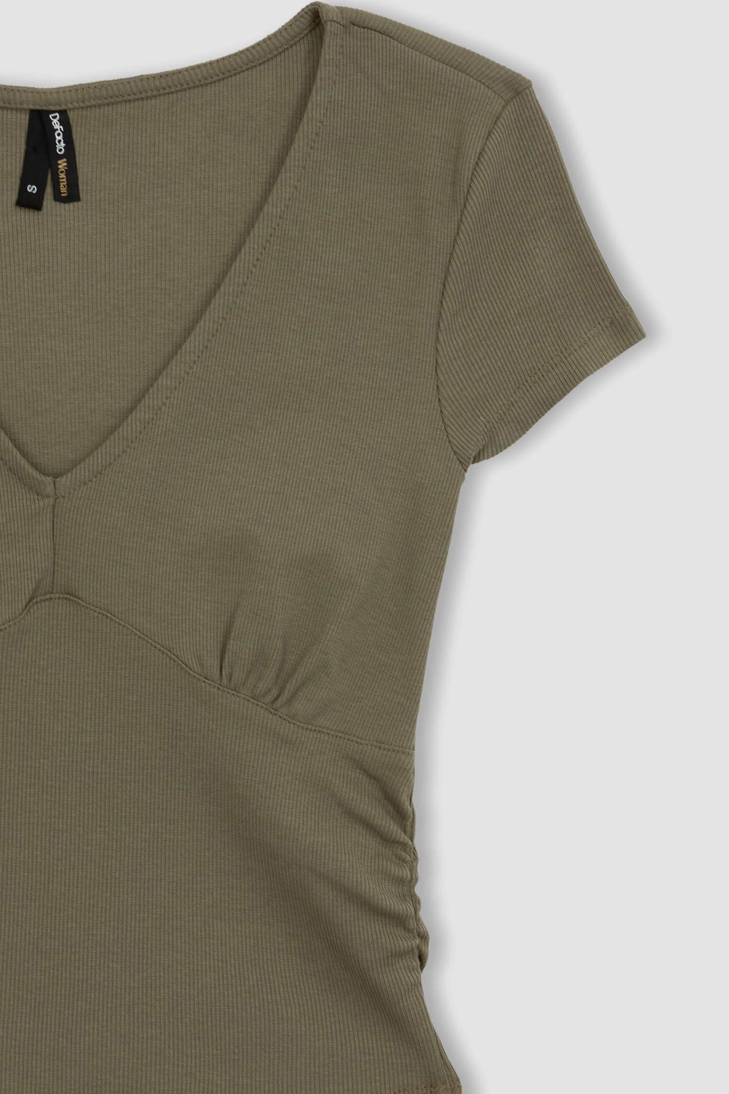 Slim Fit V-Neck Camisole Short Sleeve T-Shirt