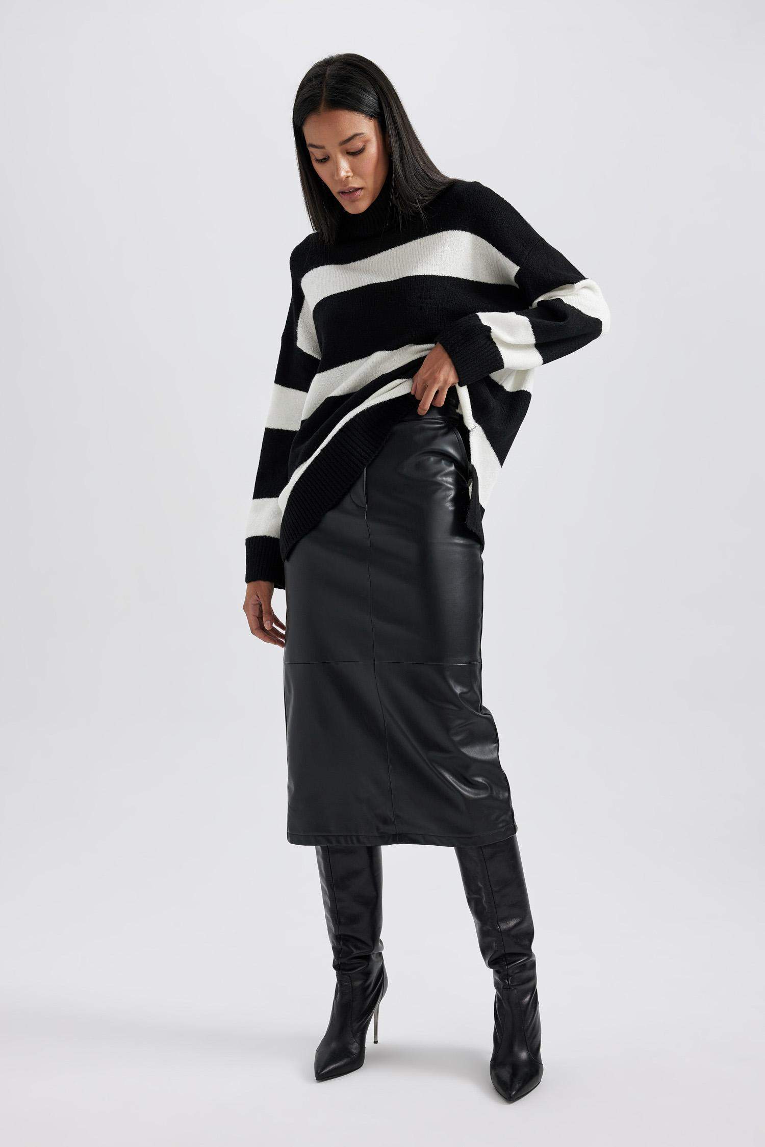 Юбка миди из искусственной кожи