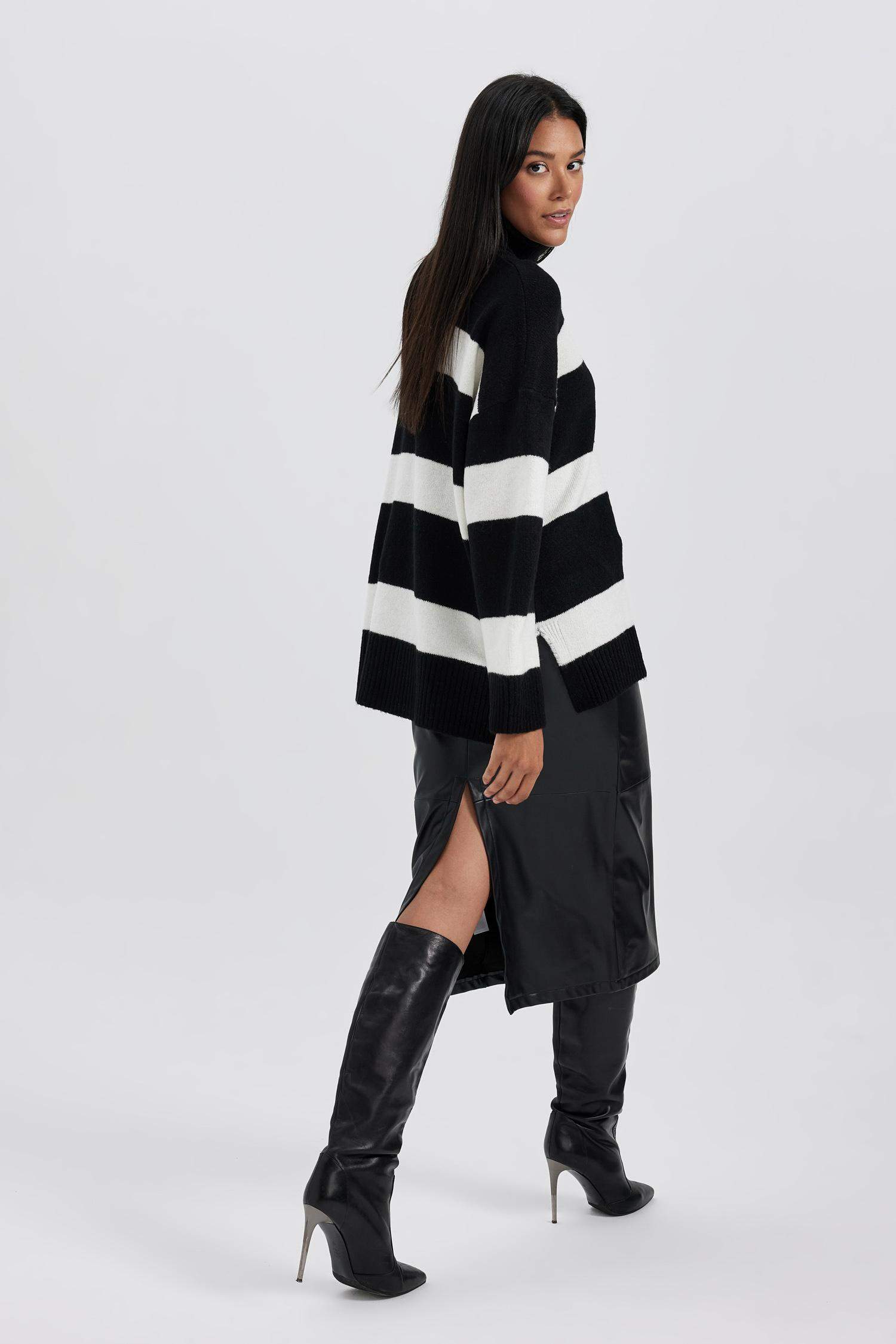 Юбка миди из искусственной кожи