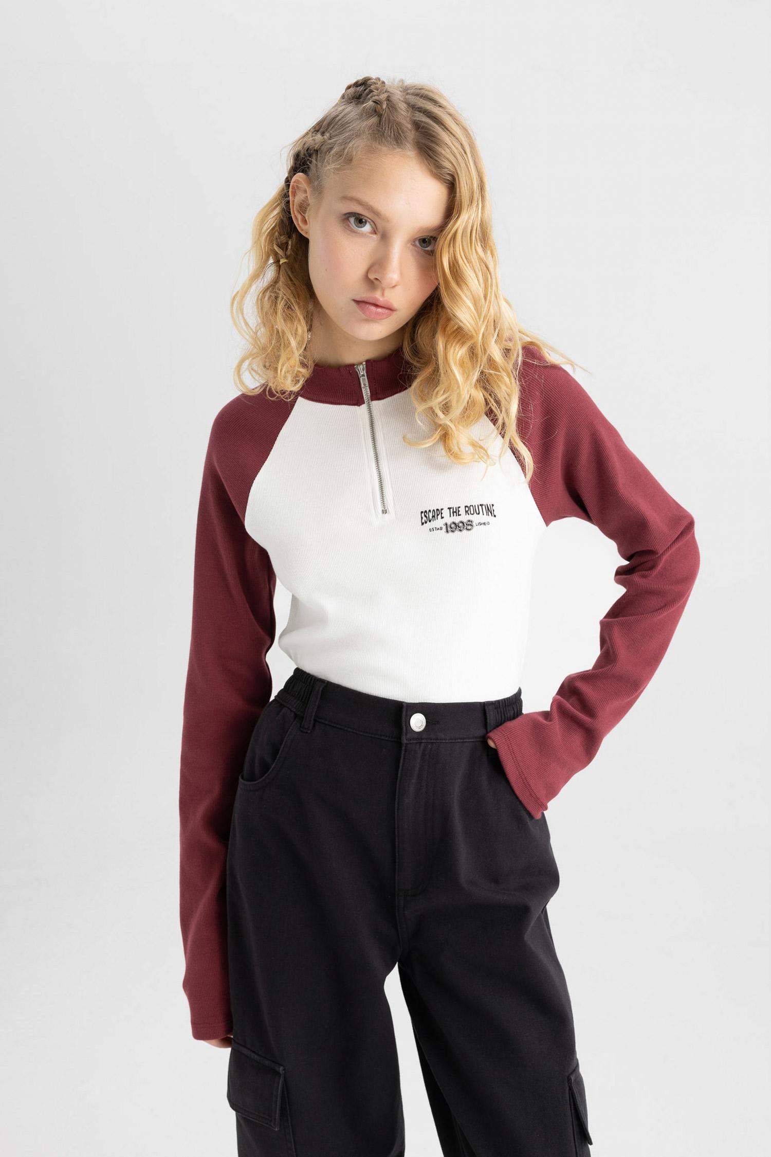 Fitted Fitilli Kaşkorse Uzun Kollu Tişört