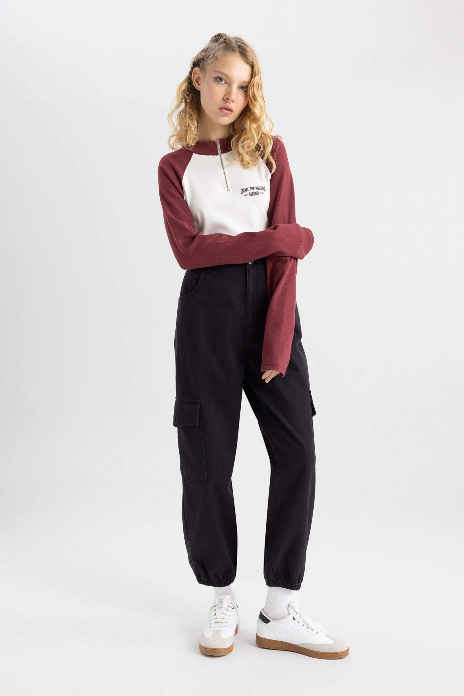 Fitted Fitilli Kaşkorse Uzun Kollu Tişört