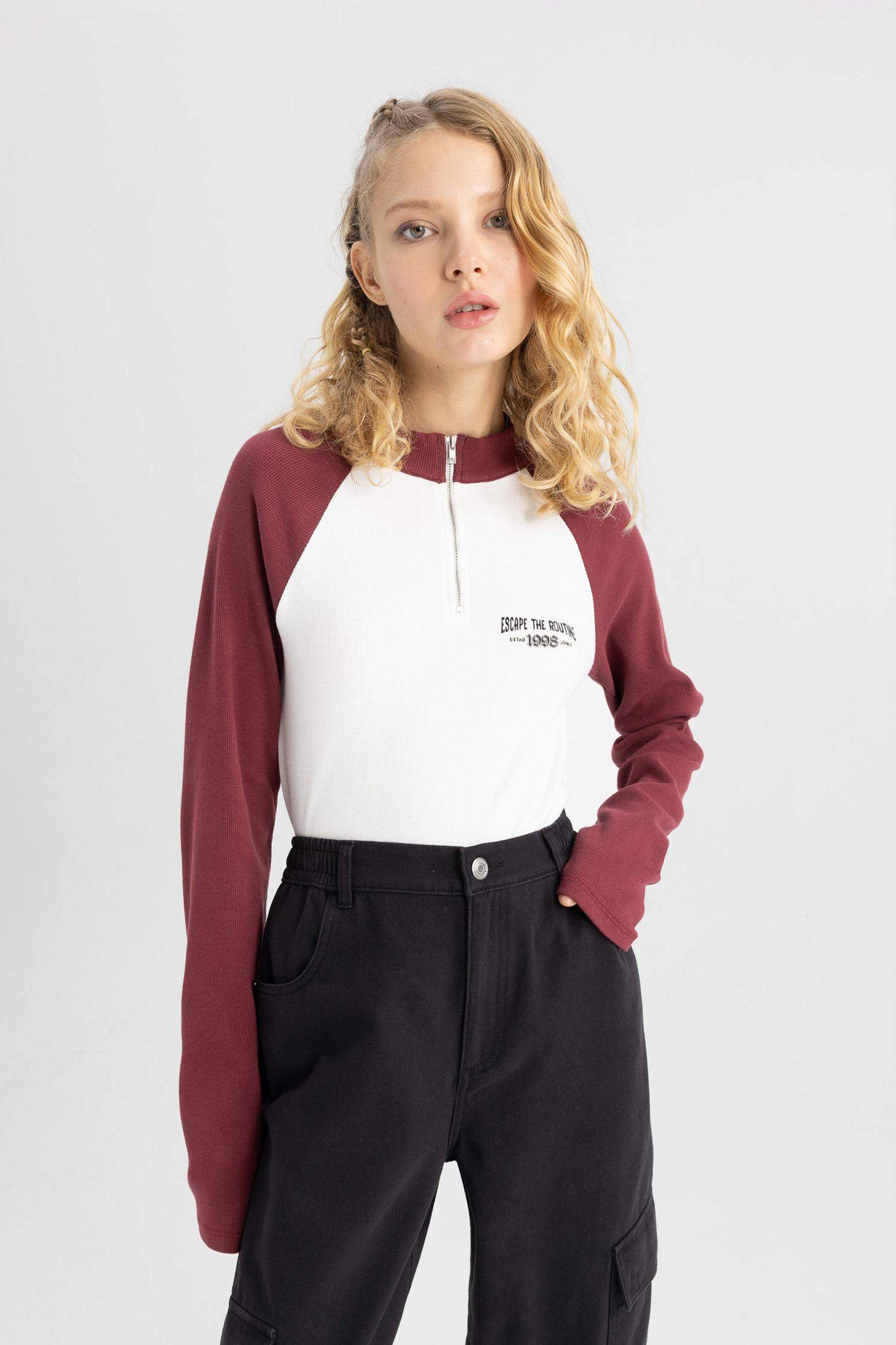 Fitted Fitilli Kaşkorse Uzun Kollu Tişört