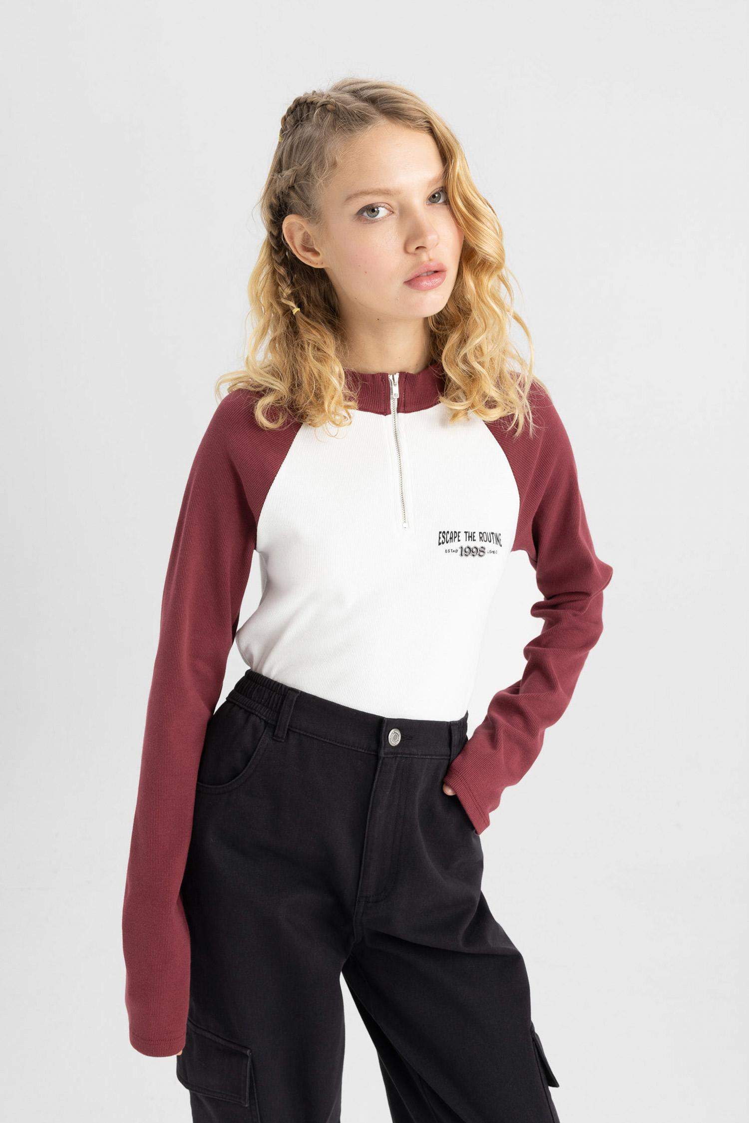 Fitted Fitilli Kaşkorse Uzun Kollu Tişört