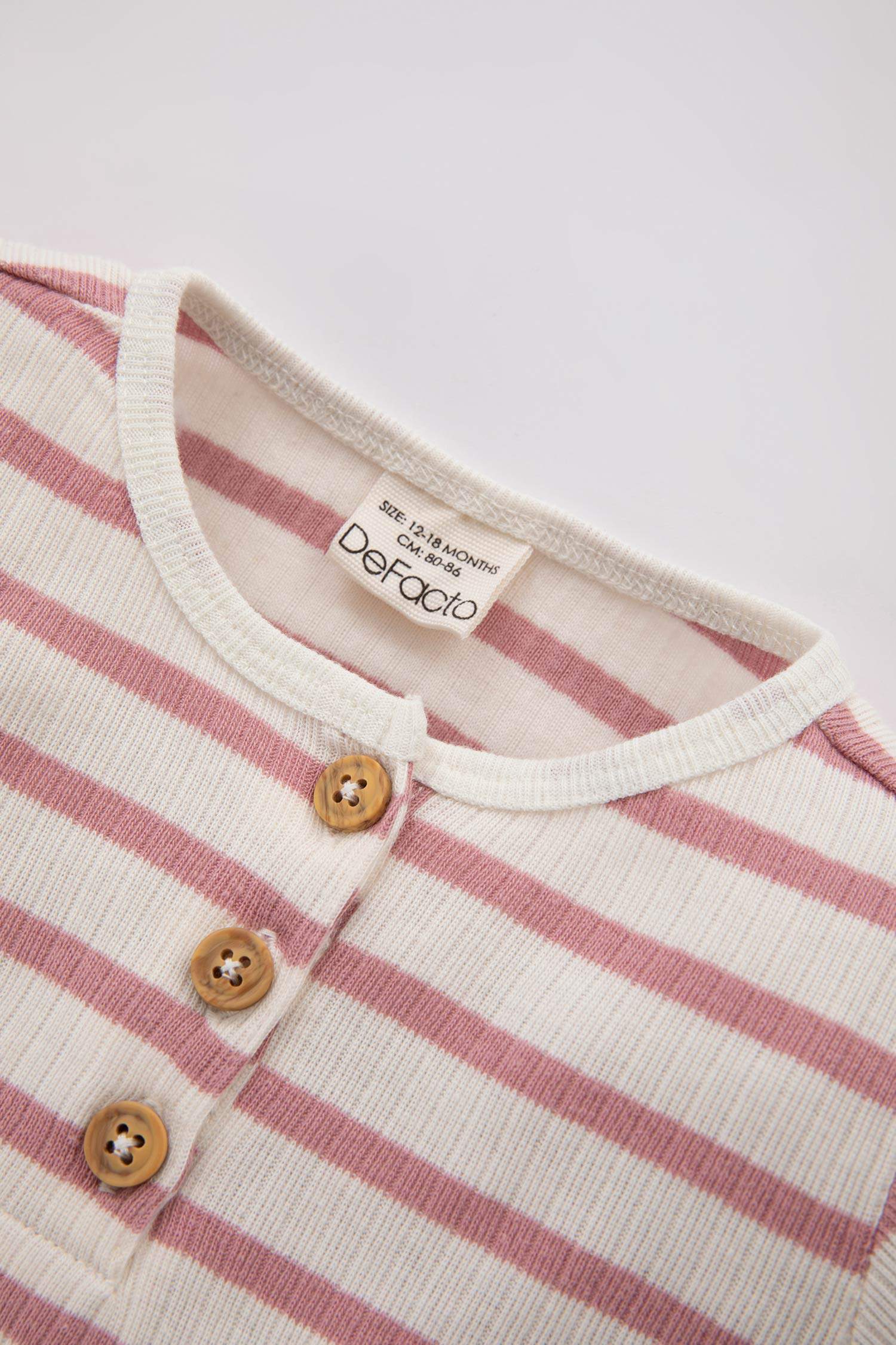 طقم بيجاما بيبي بناتي مخطط مضلع قصة عادية - قطعتين