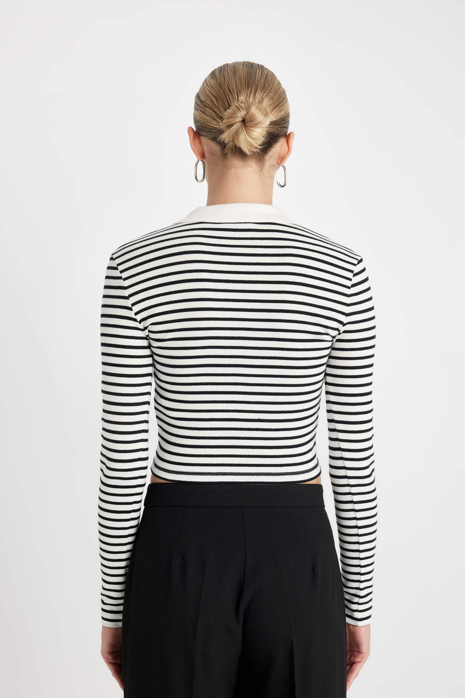 Slim Fit Polo Collar Camisole Long Sleeve T-Shirt