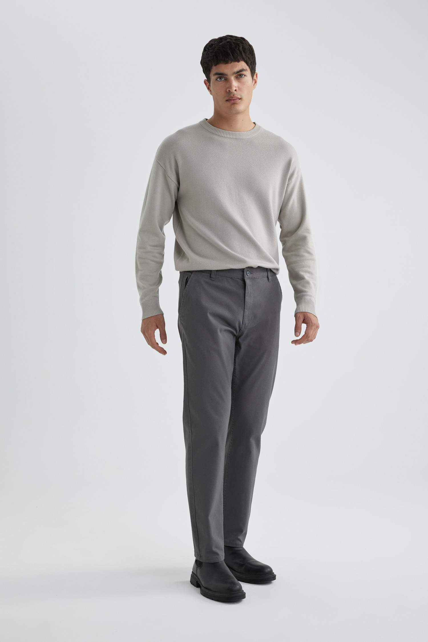 Regular Fit Normal Kesim Gabardin Chino Kanvas Pantolon Yazlık Fermuar Cepli Düz Paça