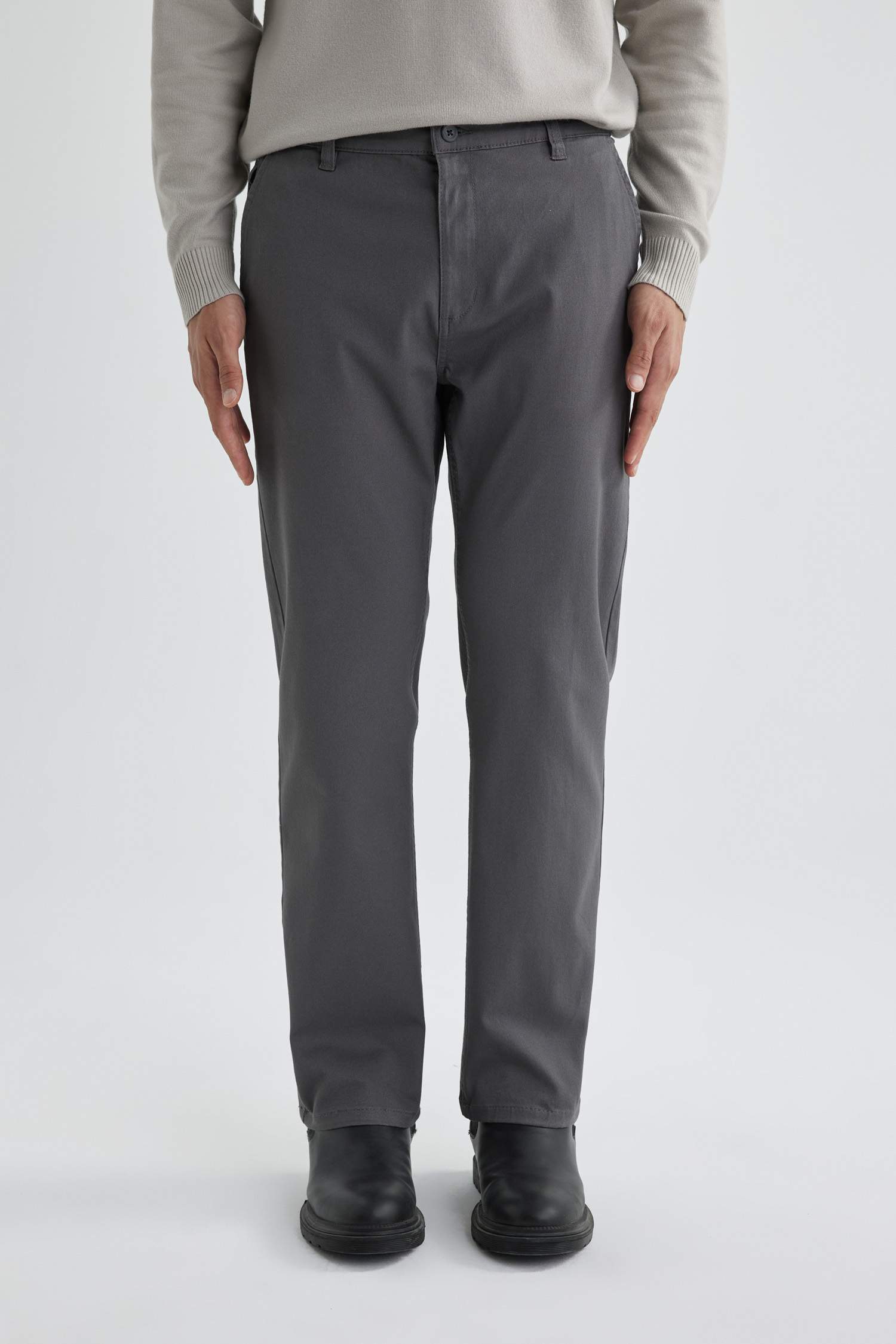 Regular Fit Normal Kesim Gabardin Chino Kanvas Pantolon Yazlık Fermuar Cepli Düz Paça