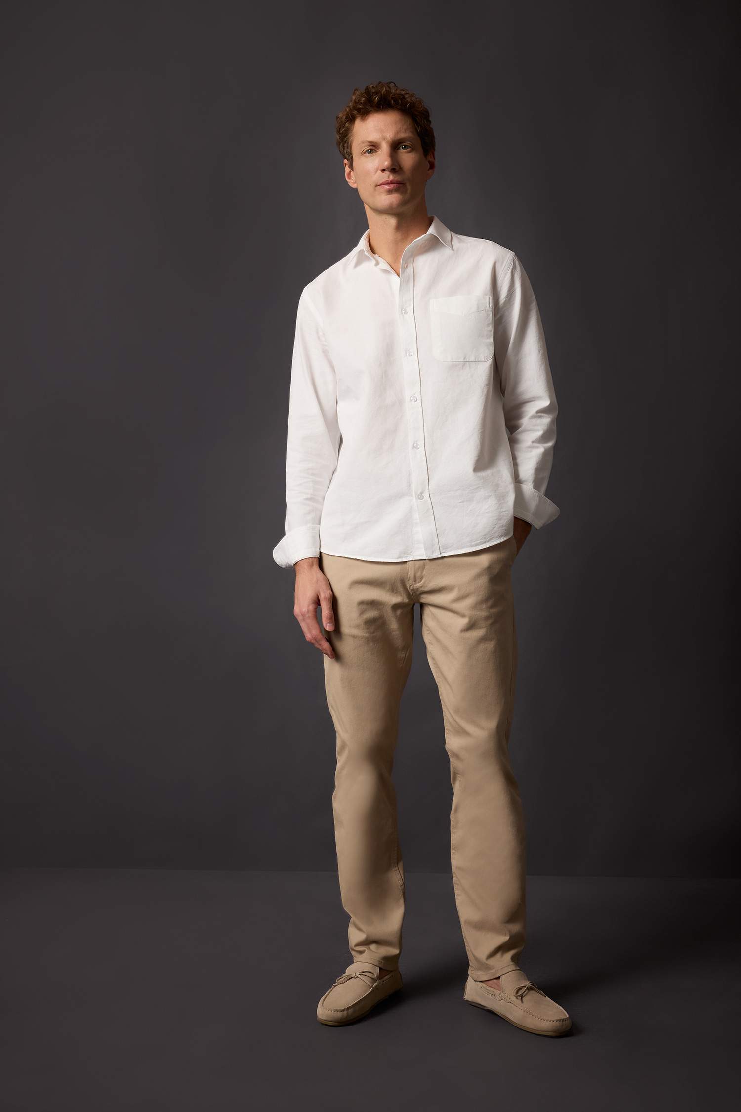 Regular Fit Regular Hem Zipper Pocket Gabardine Trousers