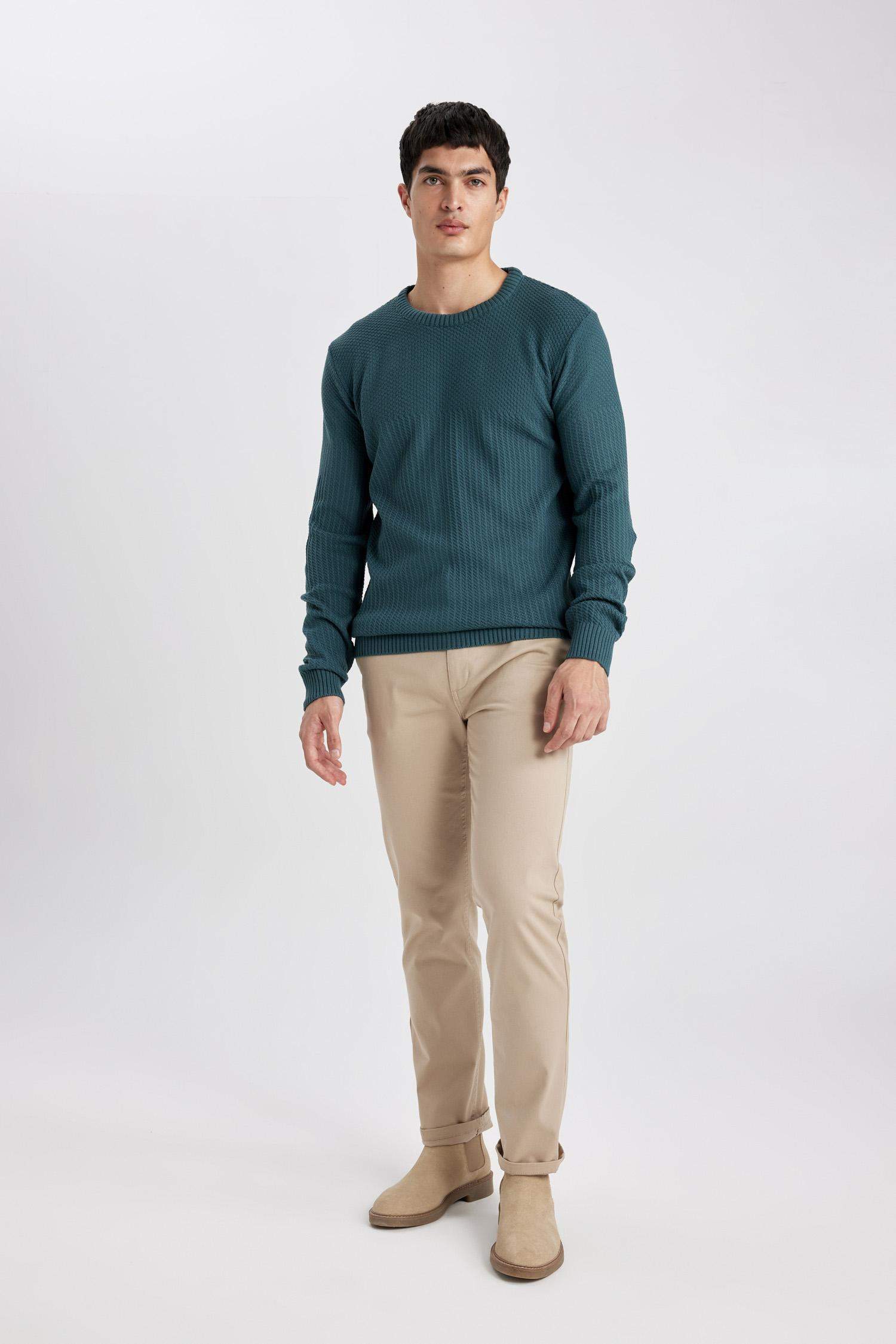 Regular Fit Regular Hem Zipper Pocket Gabardine Trousers