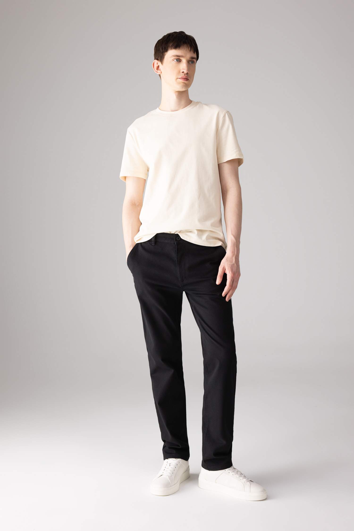 Regular Fit Normal Kesim Gabardin Chino Kanvas Pantolon Yazlık Fermuar Cepli Düz Paça