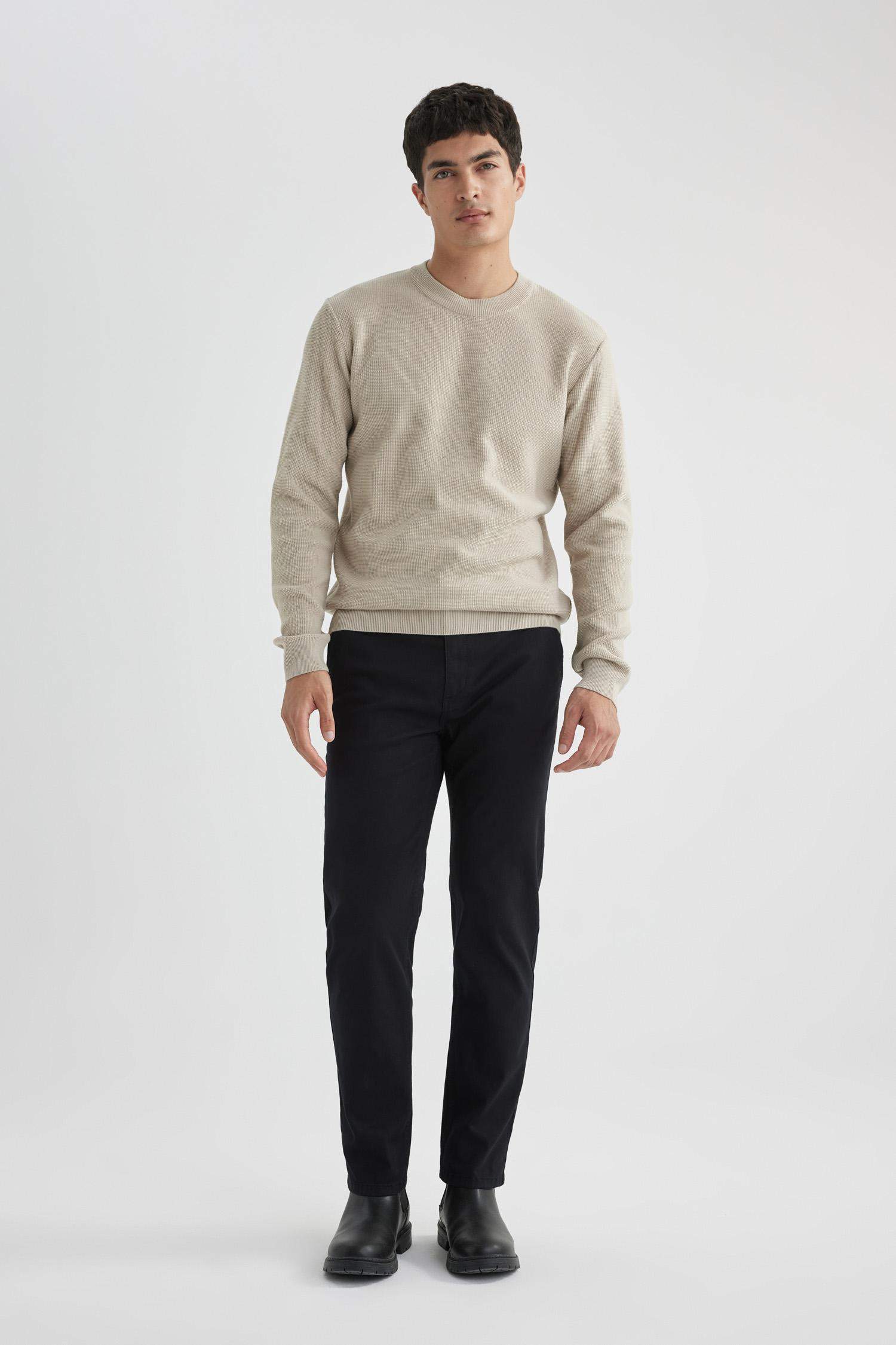 Regular Fit Normal Kesim Gabardin Chino Kanvas Pantolon Yazlık Fermuar Cepli Düz Paça