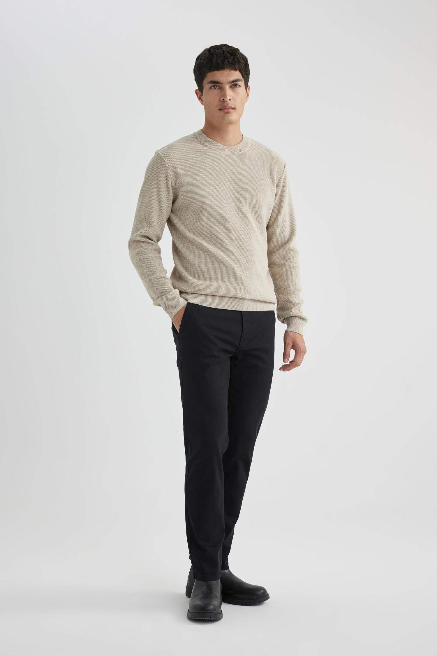 Regular Fit Normal Kesim Gabardin Chino Kanvas Pantolon Yazlık Fermuar Cepli Düz Paça