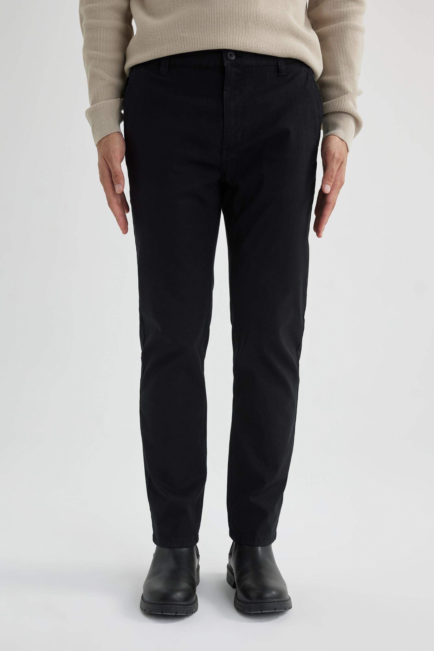 Regular Fit Normal Kesim Gabardin Chino Kanvas Pantolon Yazlık Fermuar Cepli Düz Paça