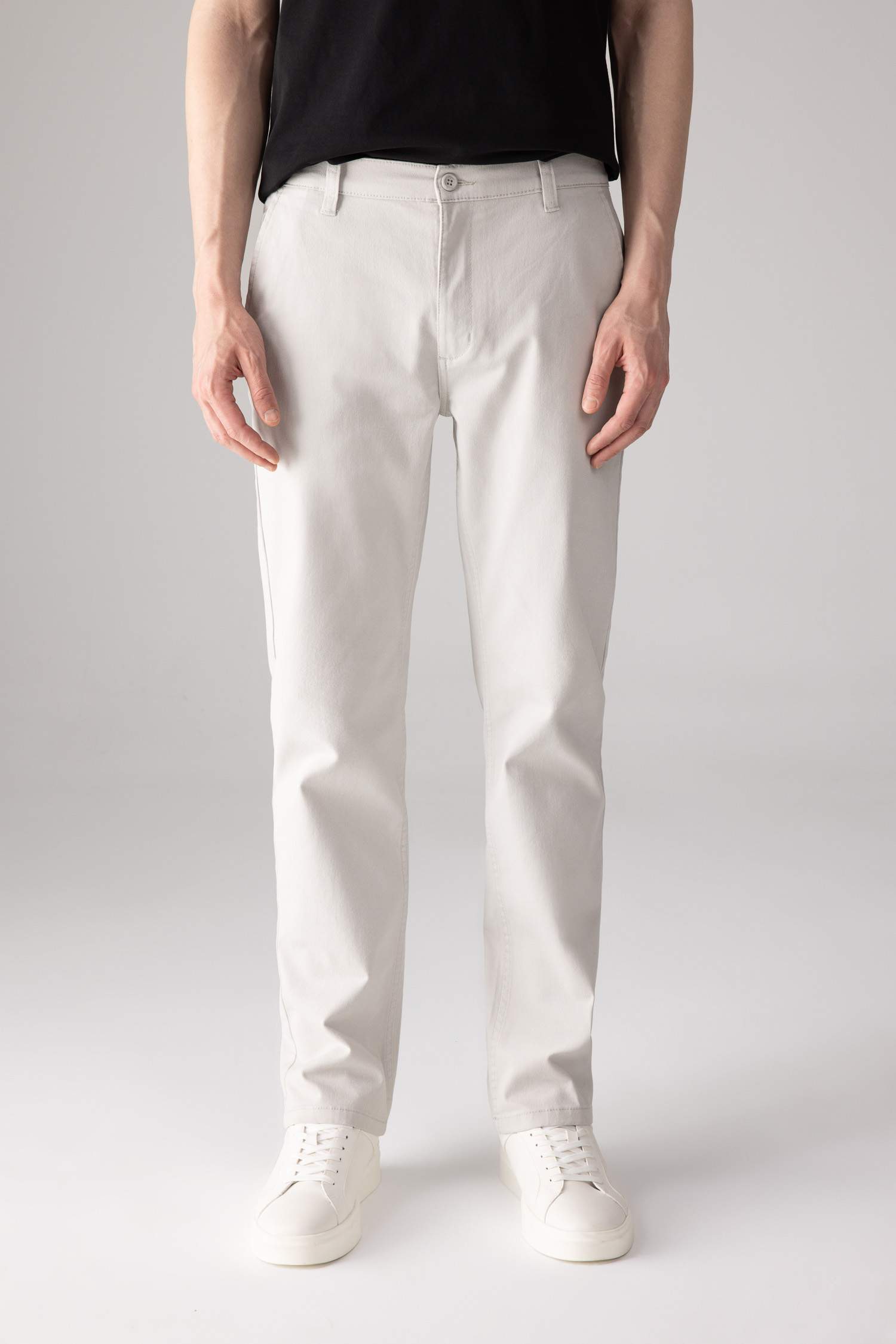 Regular Fit Normal Kesim Gabardin Chino Kanvas Pantolon Yazlık Fermuar Cepli Düz Paça