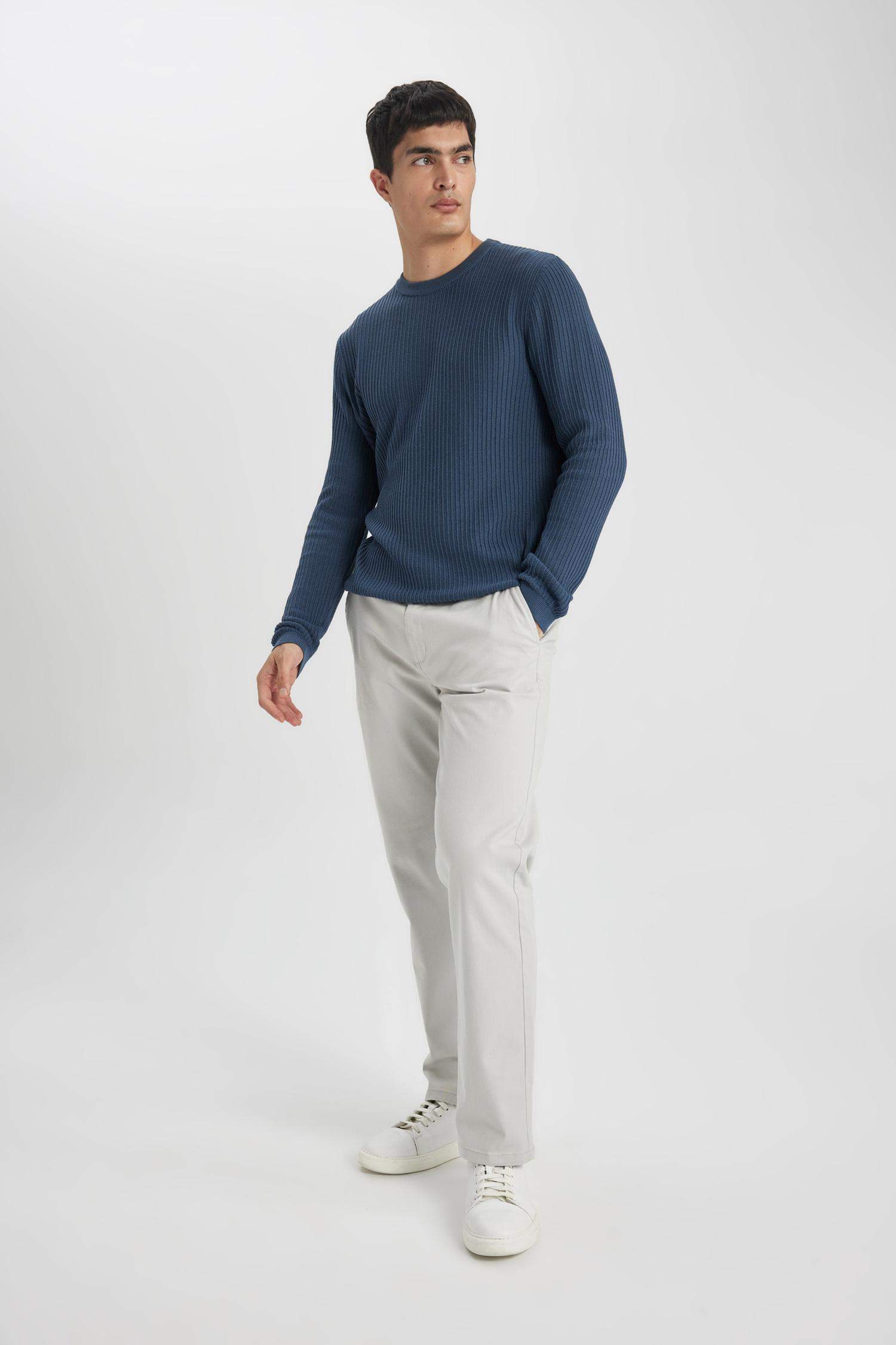 Regular Fit Normal Kesim Gabardin Chino Kanvas Pantolon Yazlık Fermuar Cepli Düz Paça