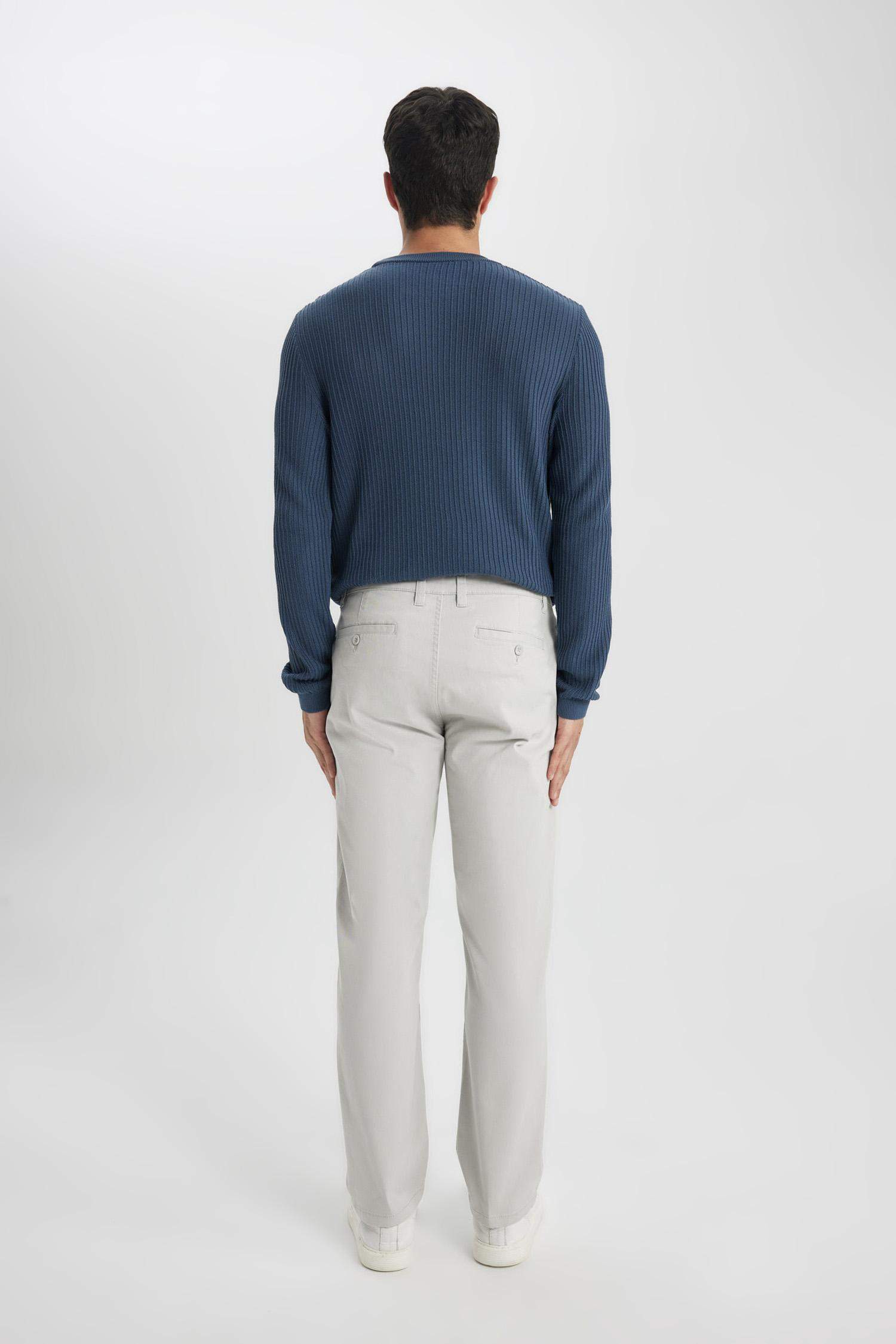 Regular Fit Normal Kesim Gabardin Chino Kanvas Pantolon Yazlık Fermuar Cepli Düz Paça