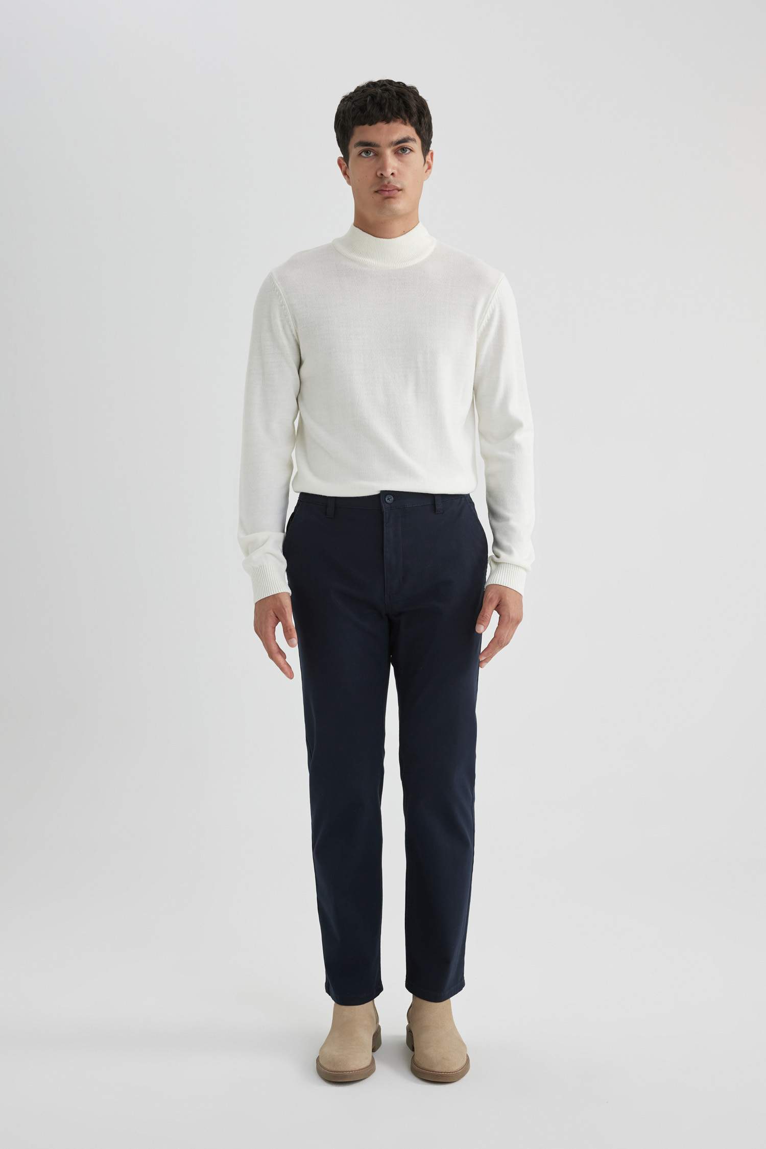 Regular Fit Normal Kesim Gabardin Chino Kanvas Pantolon Yazlık Fermuar Cepli Düz Paça