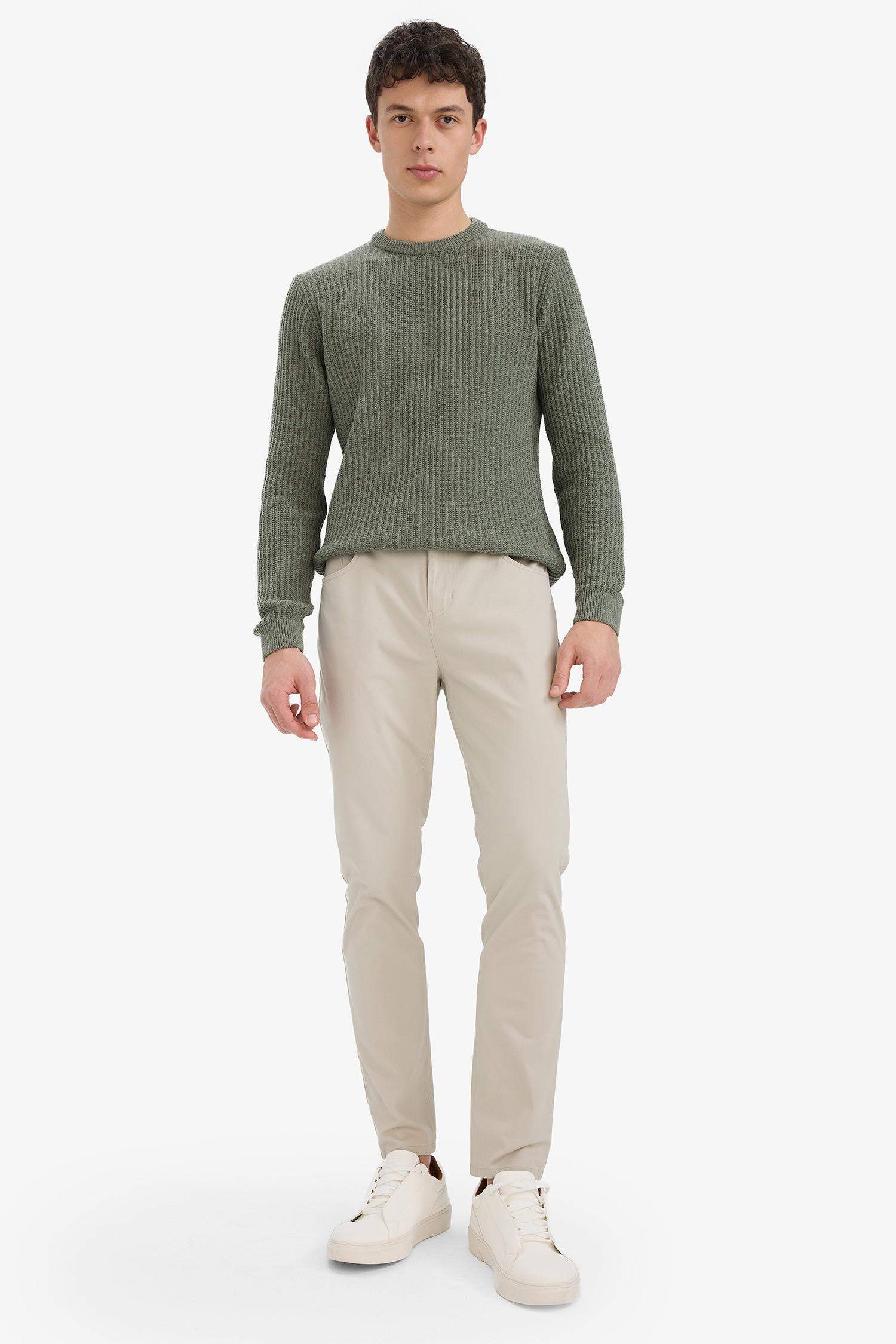 Slim Fit Dar Kesim Dar Paça Cepli Pantolon