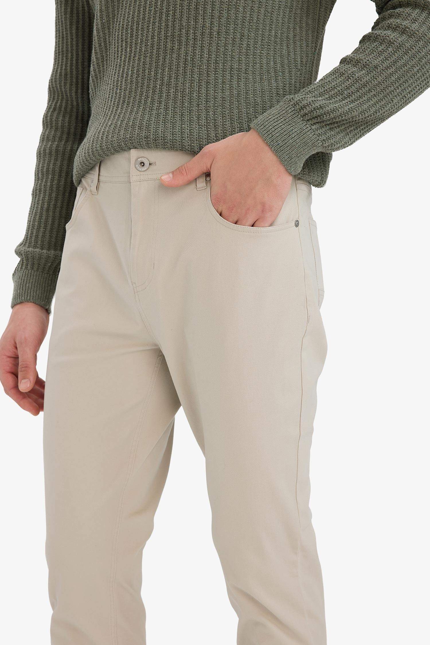 Slim Fit Dar Kesim Dar Paça Cepli Pantolon