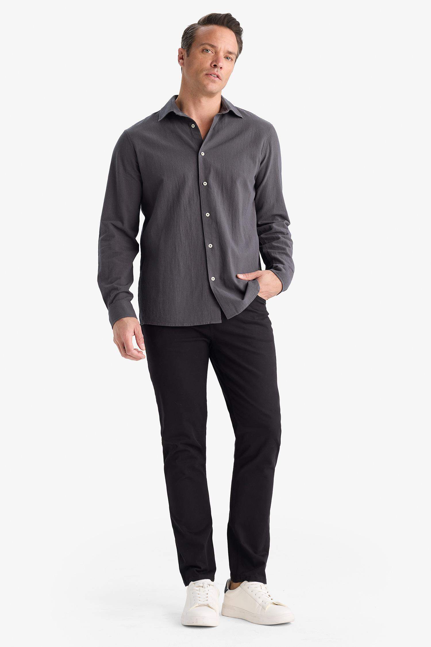 Slim Fit Dar Kesim Dar Paça Cepli Pantolon