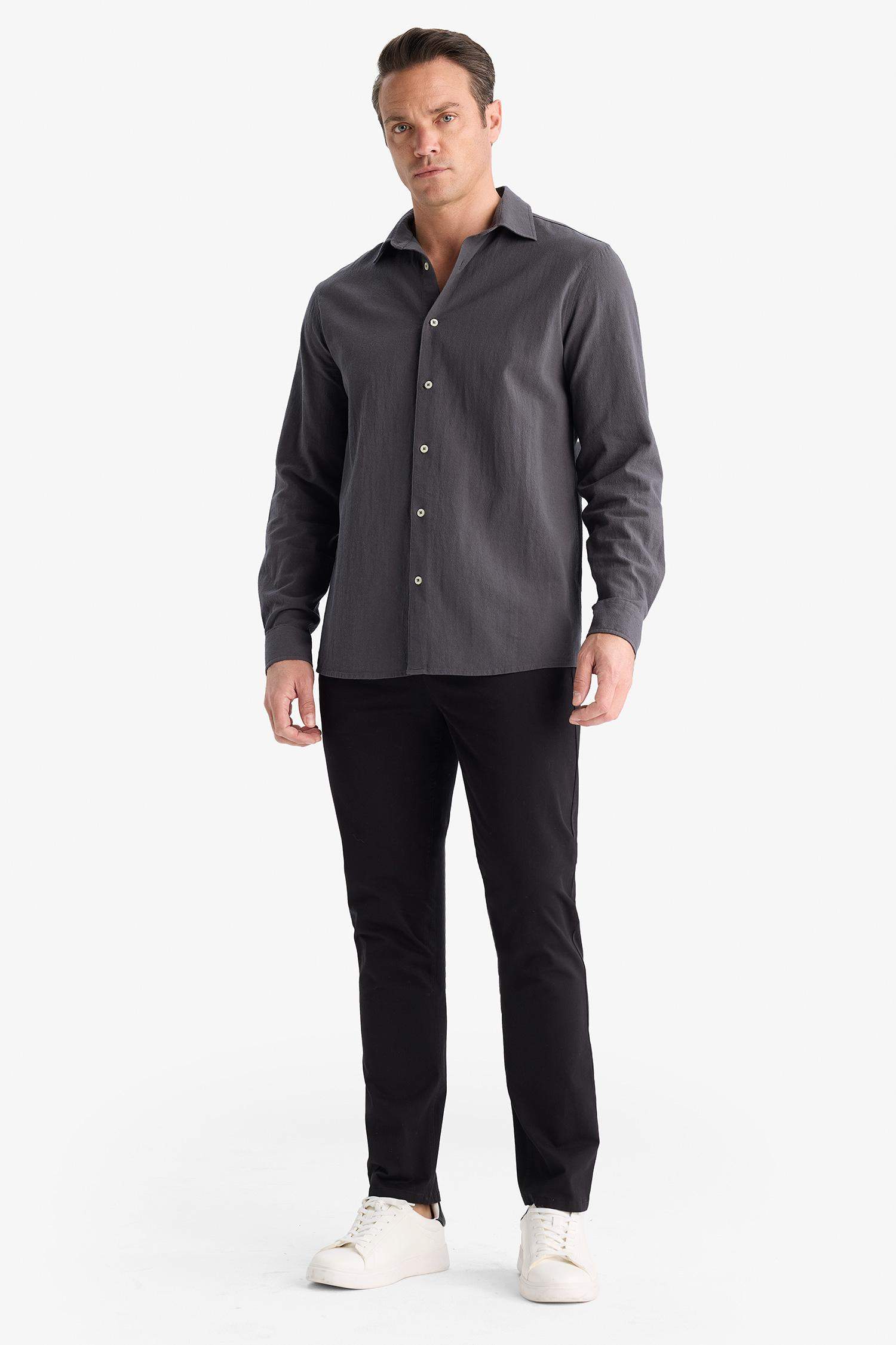 Slim Fit Dar Kesim Dar Paça Cepli Pantolon