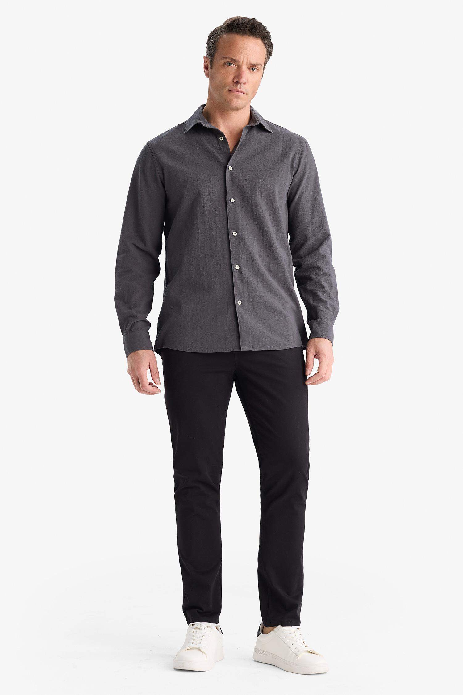 Slim Fit Dar Kesim Dar Paça Cepli Pantolon