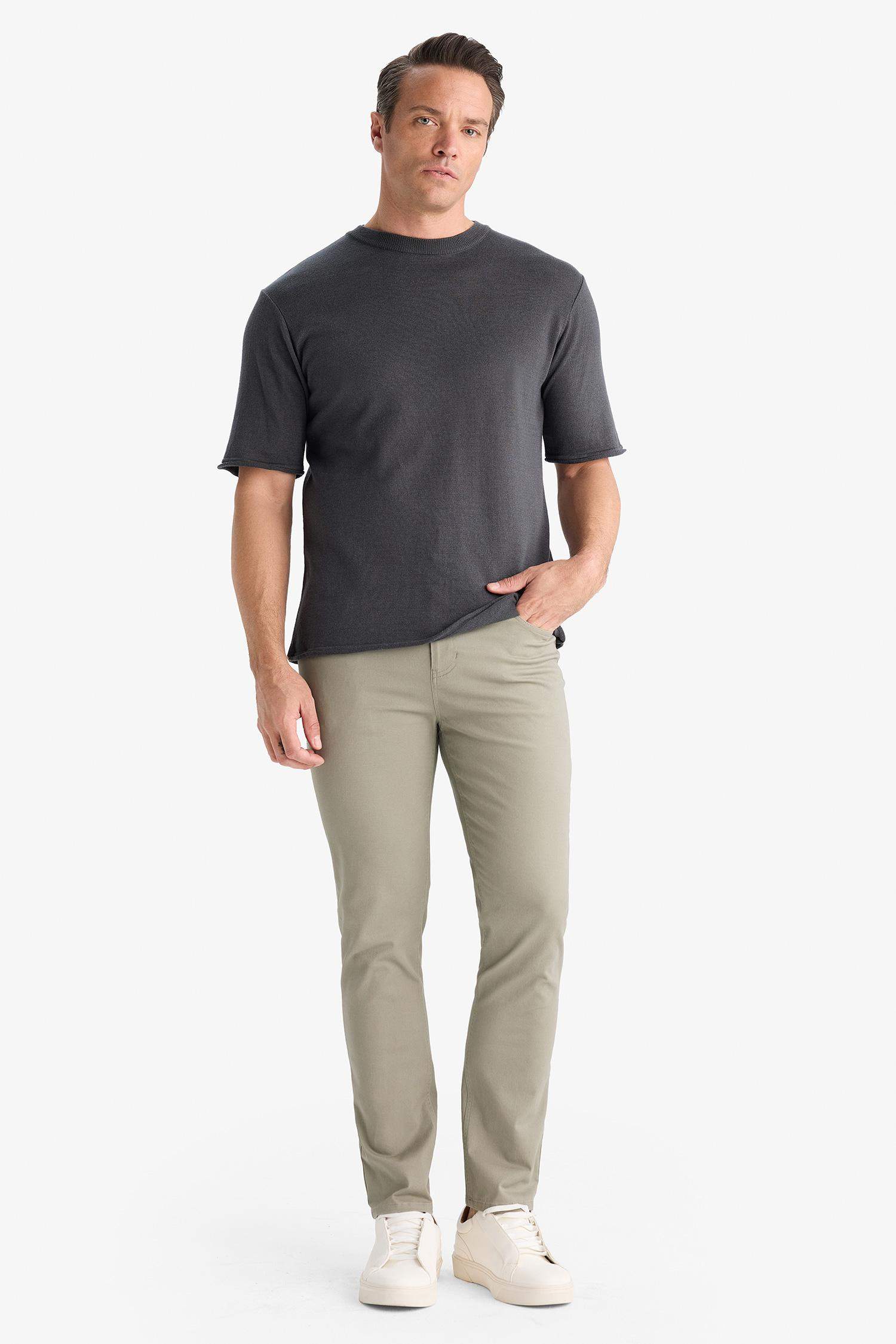 Slim Fit Dar Kesim Dar Paça Cepli Pantolon