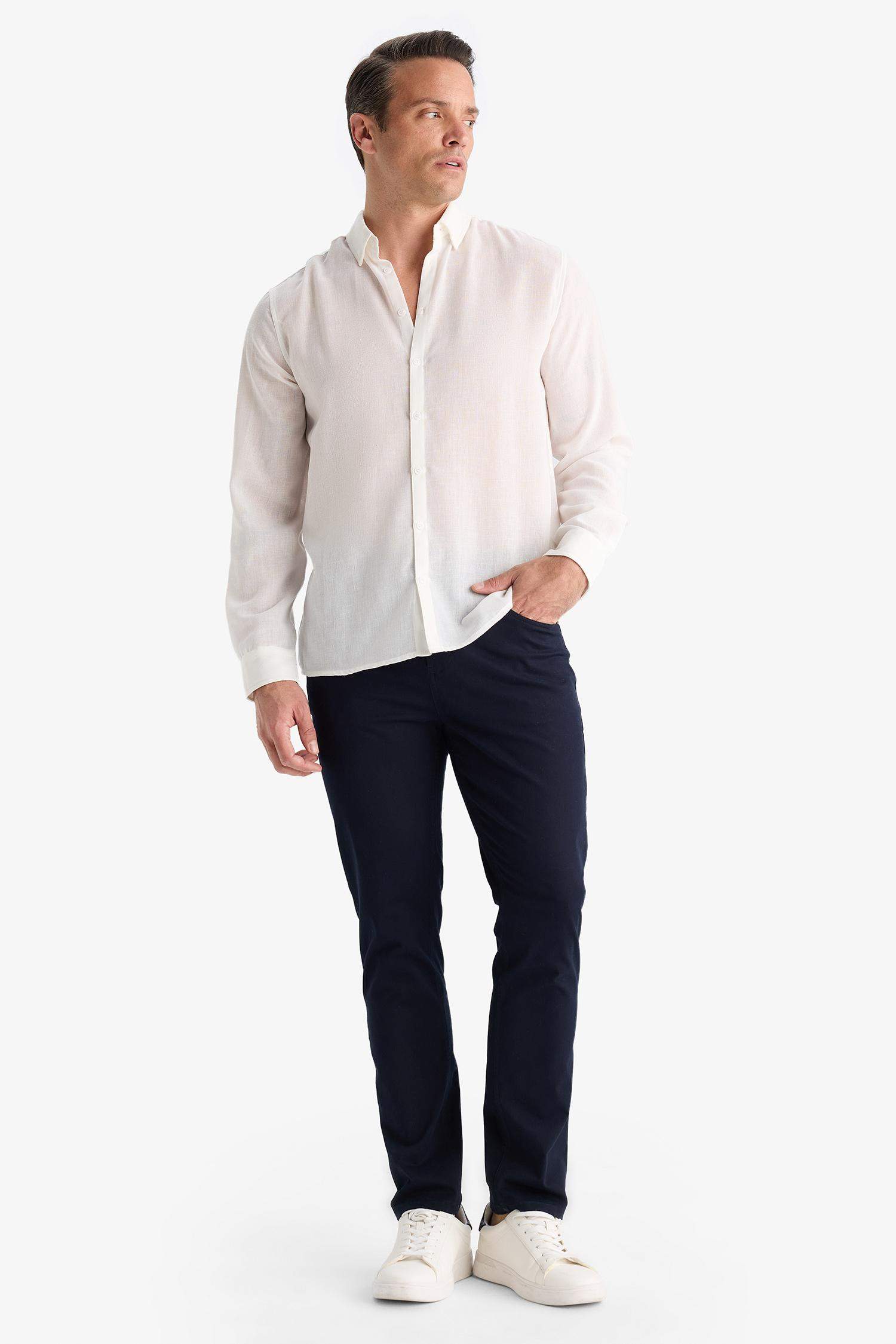 Slim Fit Dar Kesim Dar Paça Cepli Pantolon