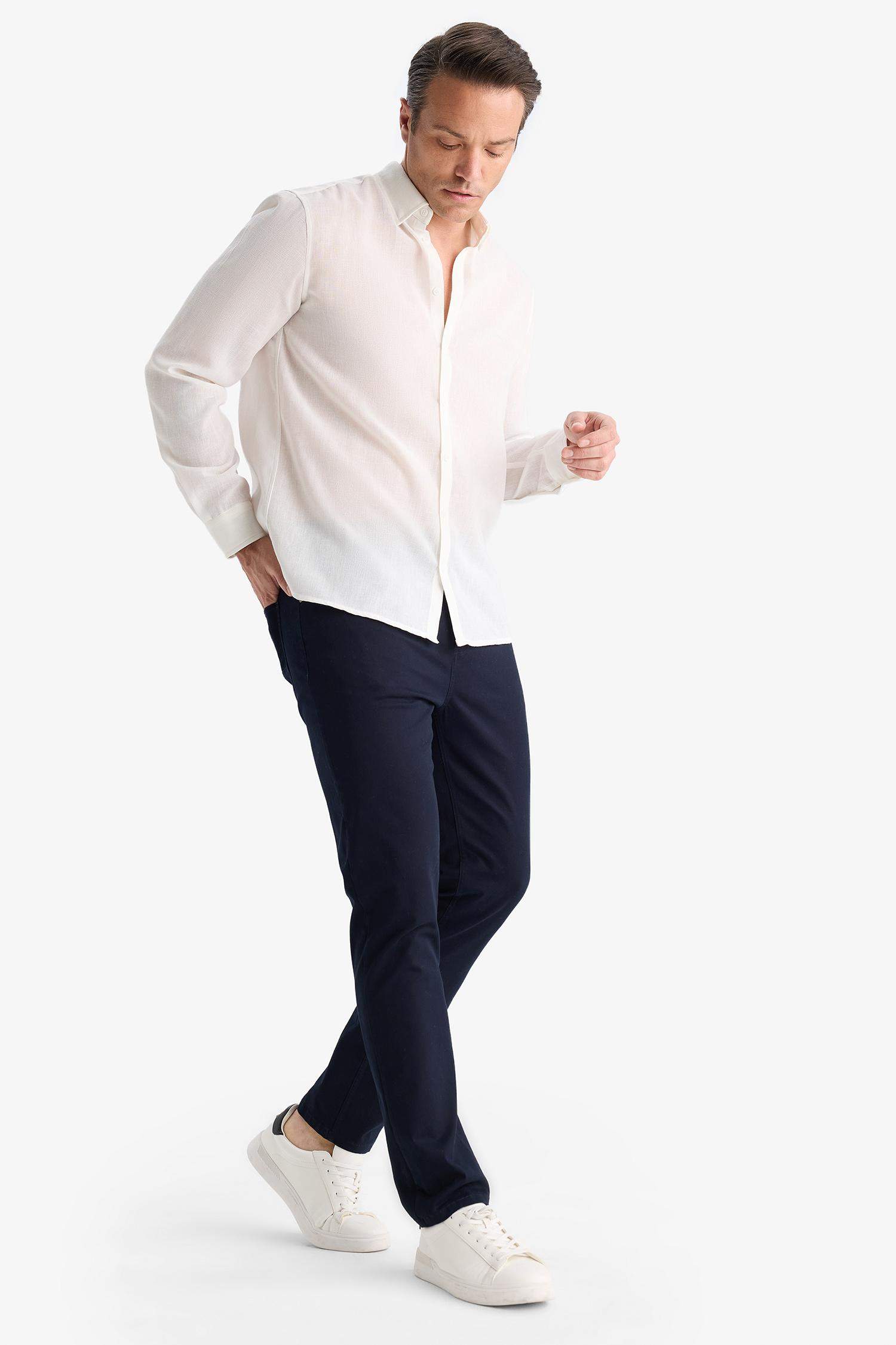 Slim Fit Dar Kesim Dar Paça Cepli Pantolon