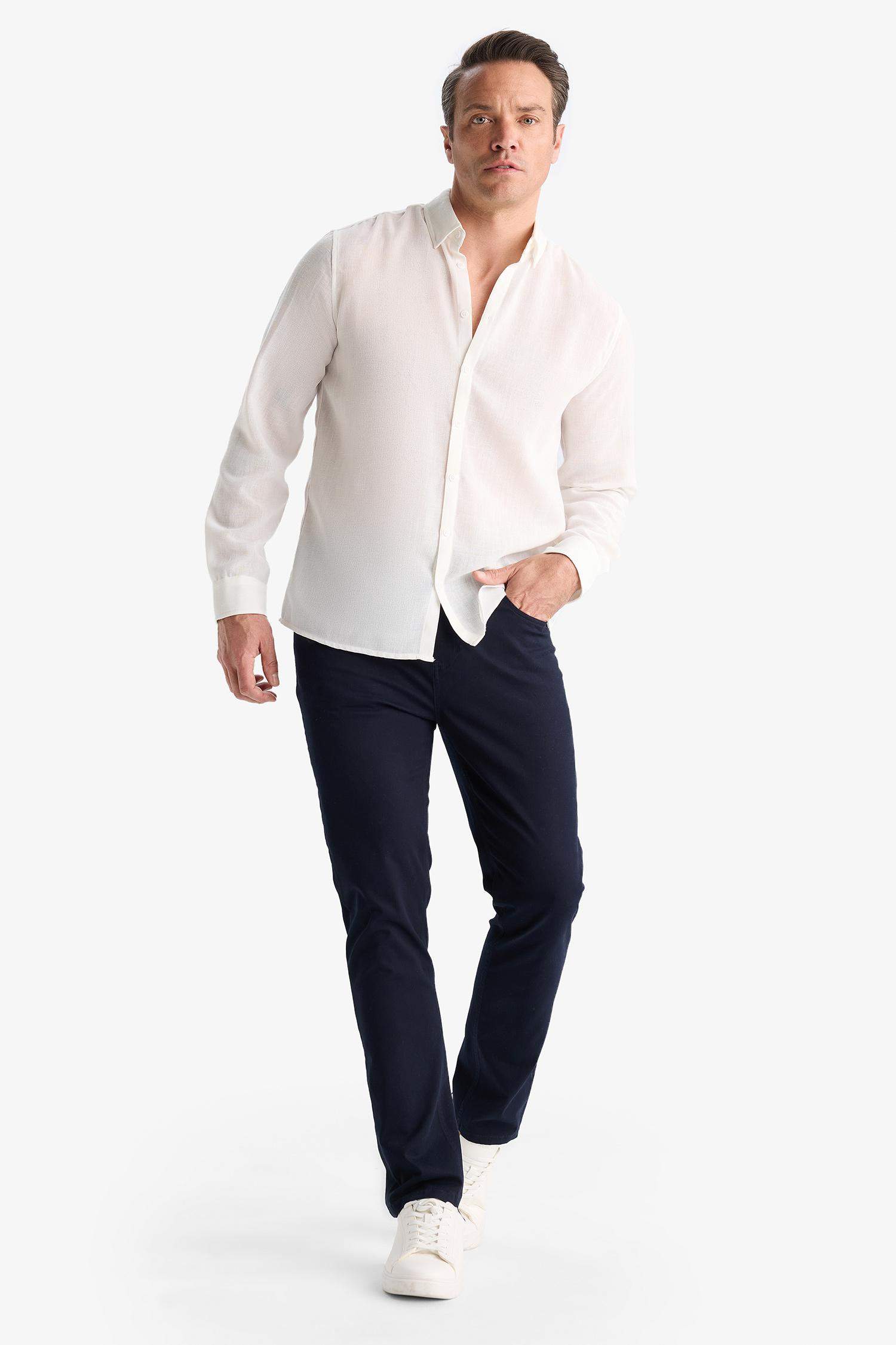 Slim Fit Dar Kesim Dar Paça Cepli Pantolon