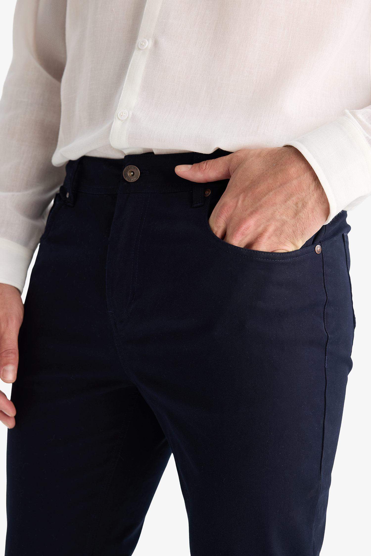 Slim Fit Dar Kesim Dar Paça Cepli Pantolon