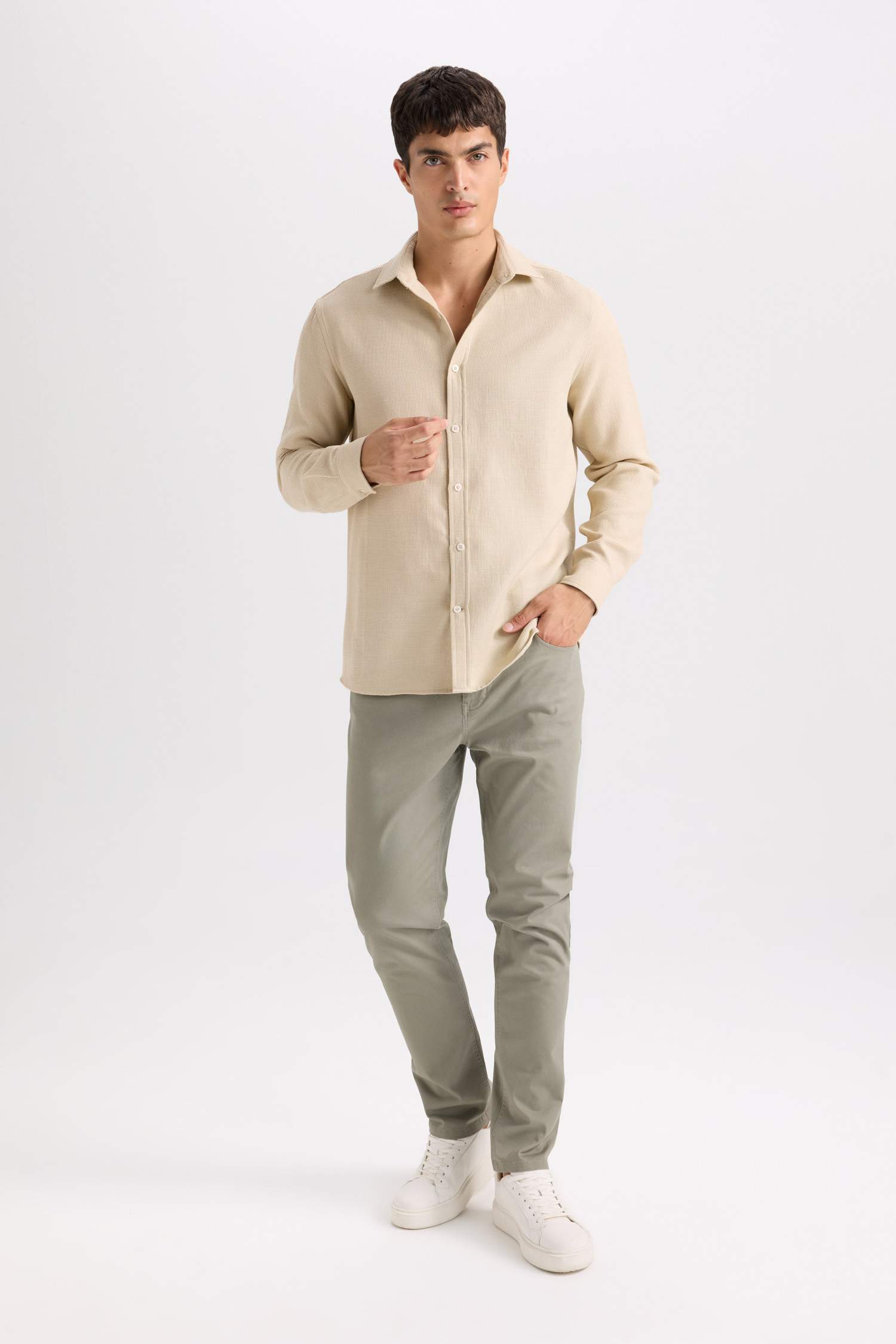 Yazlık Gabardin Chino Kanvas Pantolon Slim Fit Dar Kesim Dar Paça Cepli