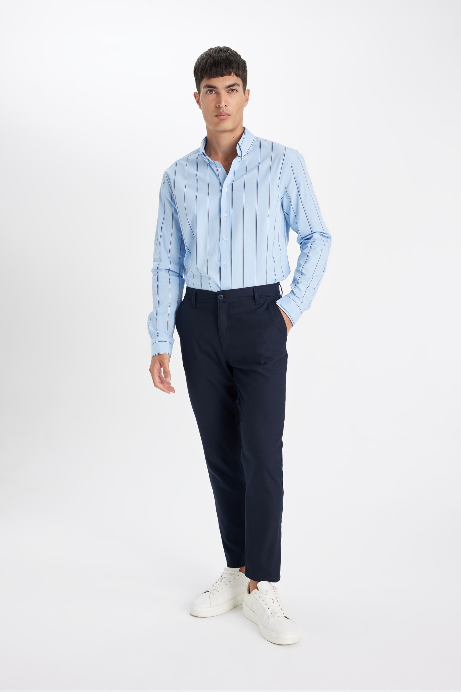 DeFacto Slim Fit Dar Paça Basic Chino Pantolon görsel 4