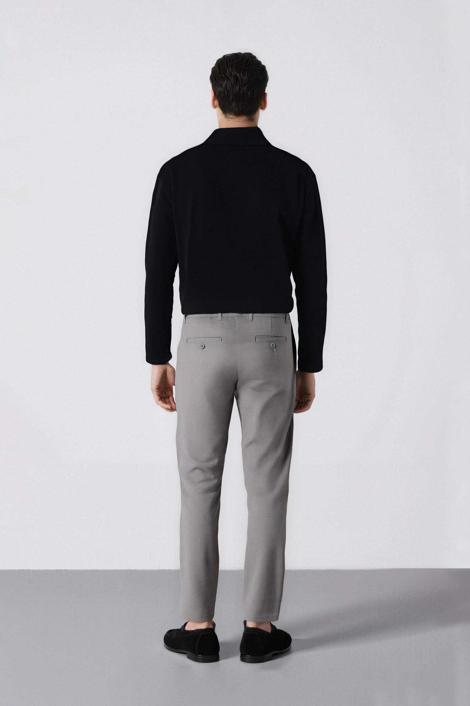 Twill Chino Kumaş Pantolon Slim Fit Dar Kesim Dar Paça Basic Düz Cepli