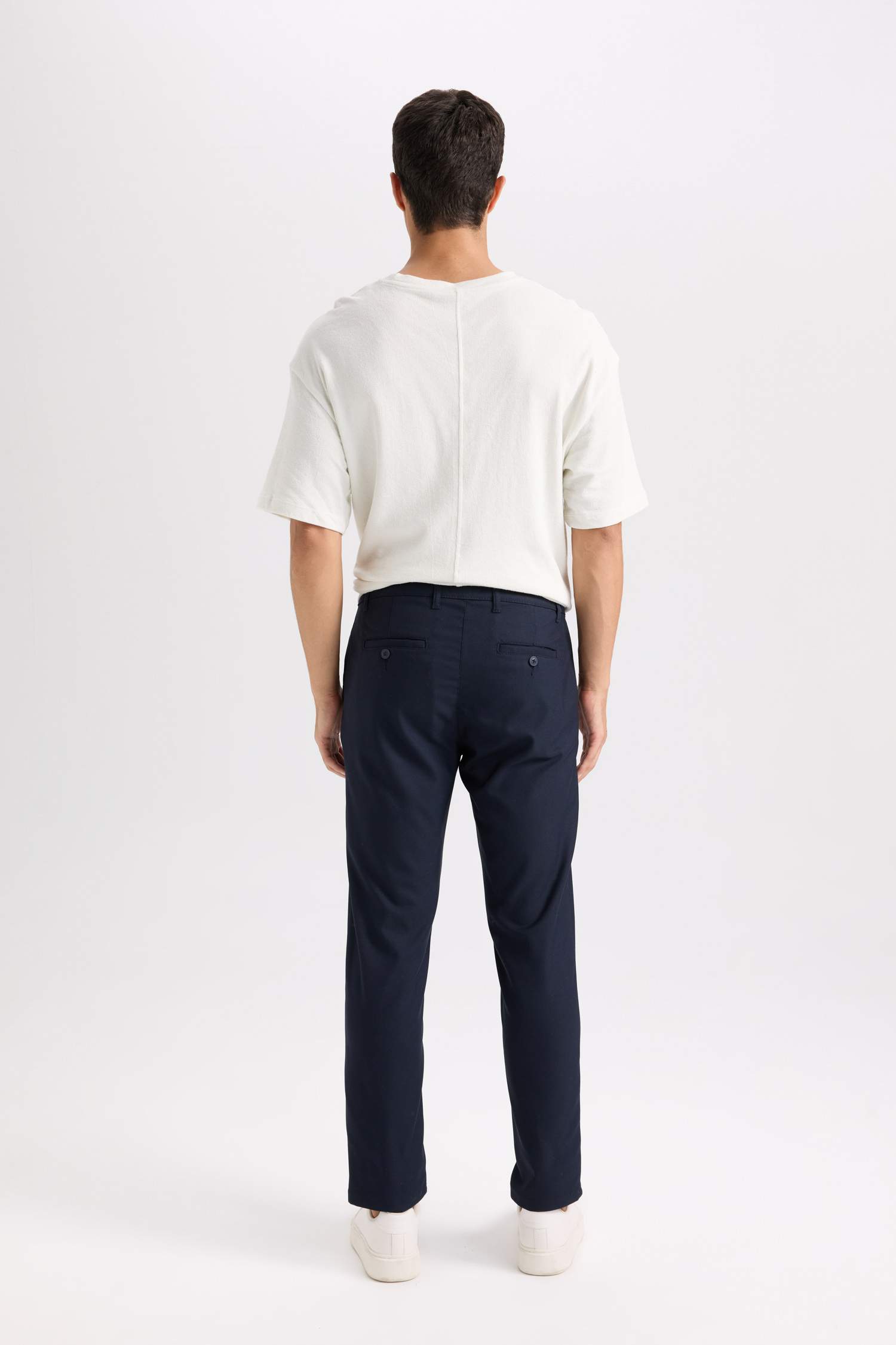 Twill Chino Kumaş Pantolon Slim Fit Dar Kesim Dar Paça Basic Düz Cepli