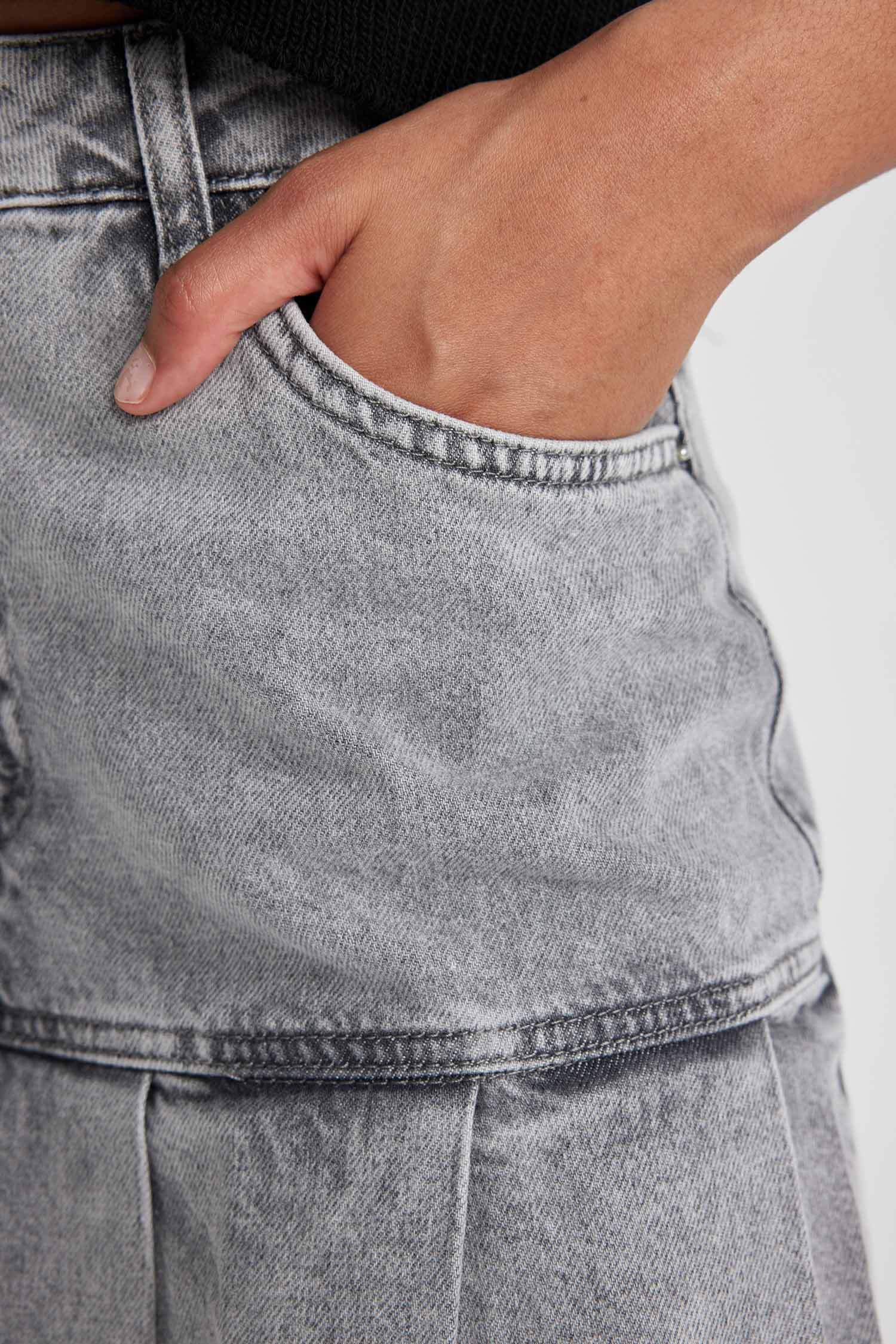 A Line Denim Mini Skirt