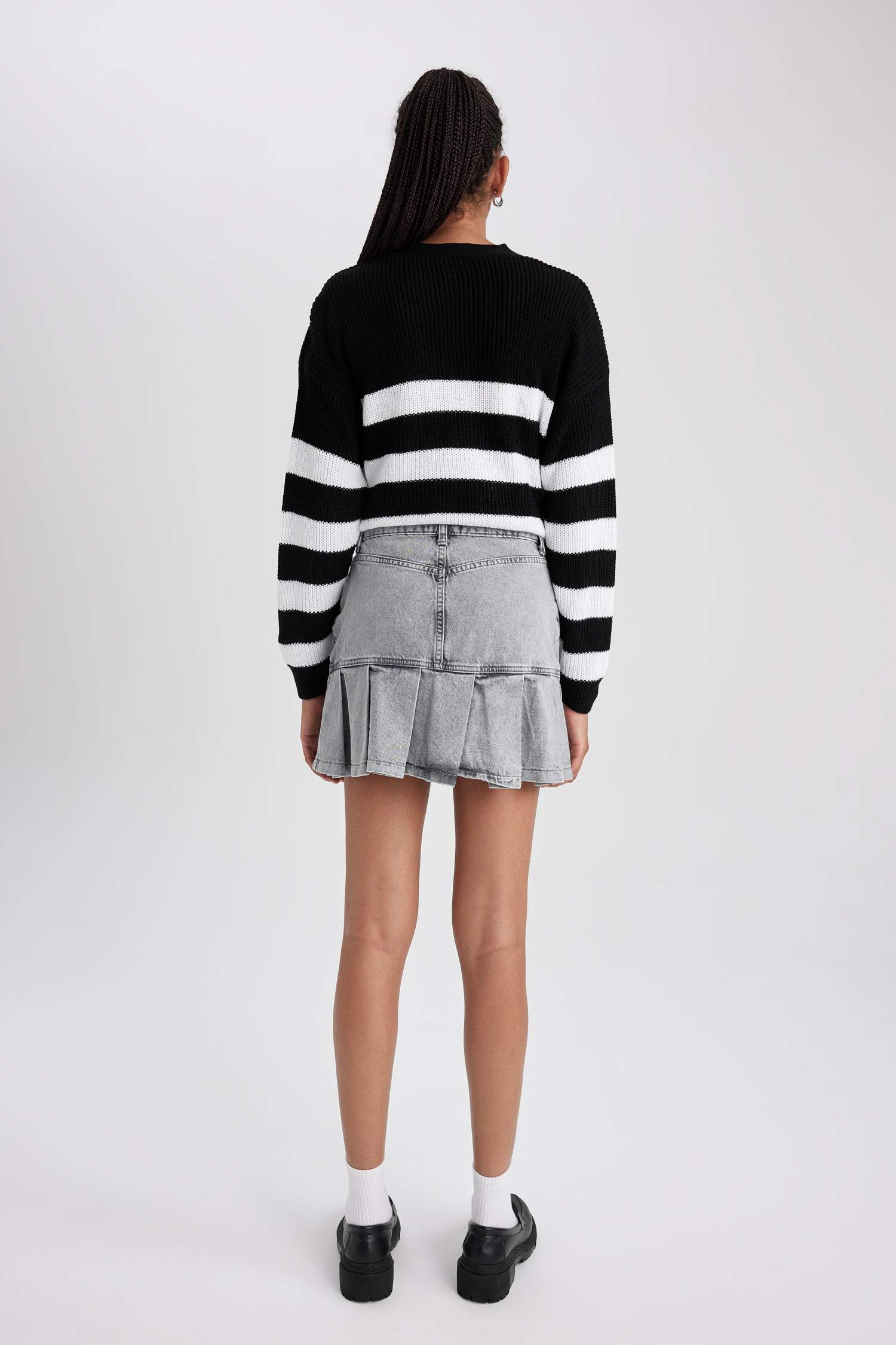 A Line Denim Mini Skirt